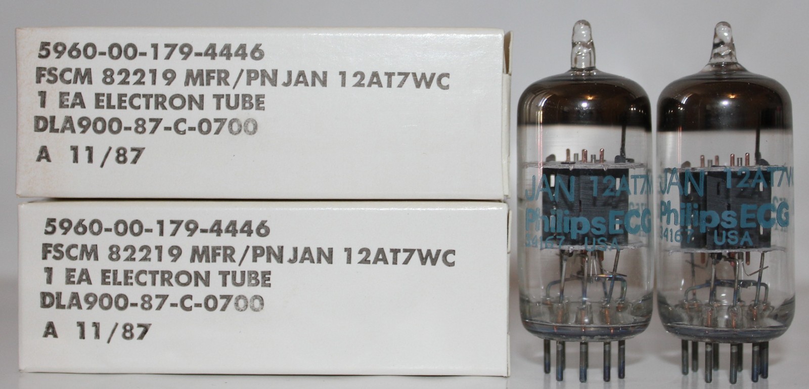 Matched Pair NOS Philips ECG JAN 12AT7WC tubes, New in Box !