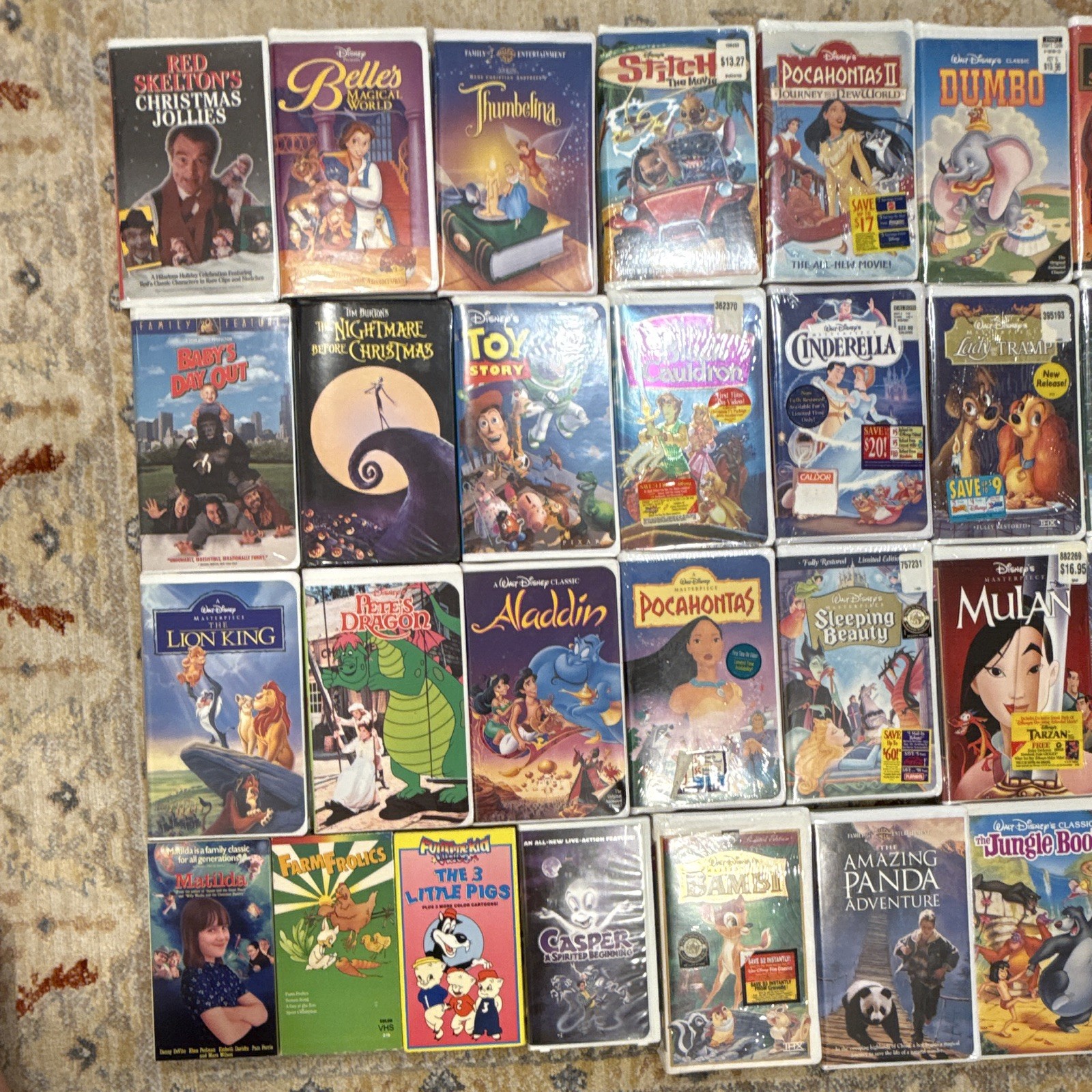 Philips DVP3345VB/F7 DVD VHS Combo Player + 39 Disney VHS Tapes Lot Tested 4-Hea