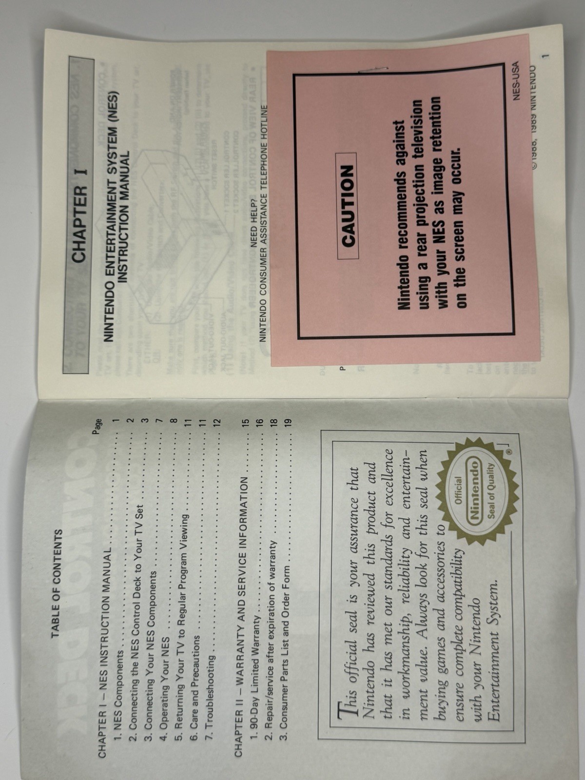 Nintendo Entertainment System Control Deck Instruction Manual NES-USA