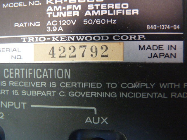 Kenwood KR-6600 Monster Vintage Classic Pre-Amp Power Amp Stereo Receiver A,B,C