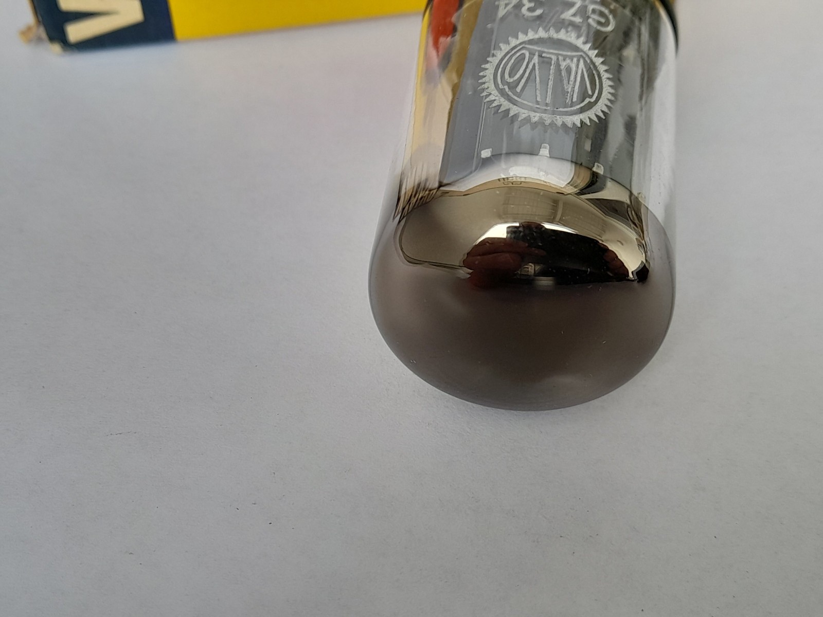 GZ34 rectifier tube audio VALVO / MULLARD ( AMPEREX ) – xf2 / oo – GZ 34 – 1964