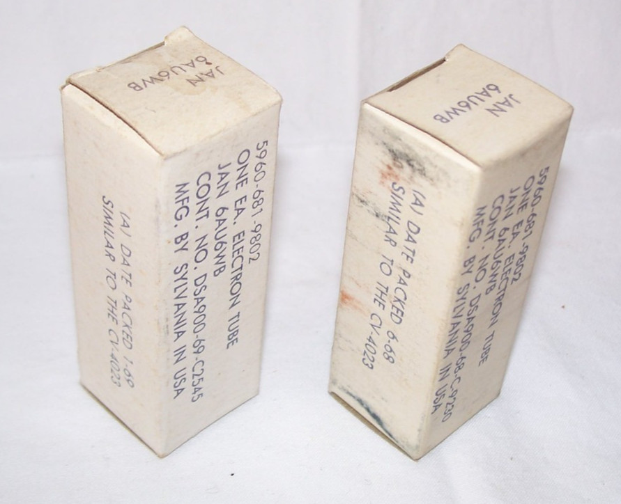 Pr. NOS Sylvania 6AU6WB radio tubes,original boxes,lot tested great!,6AU6A,6AU6
