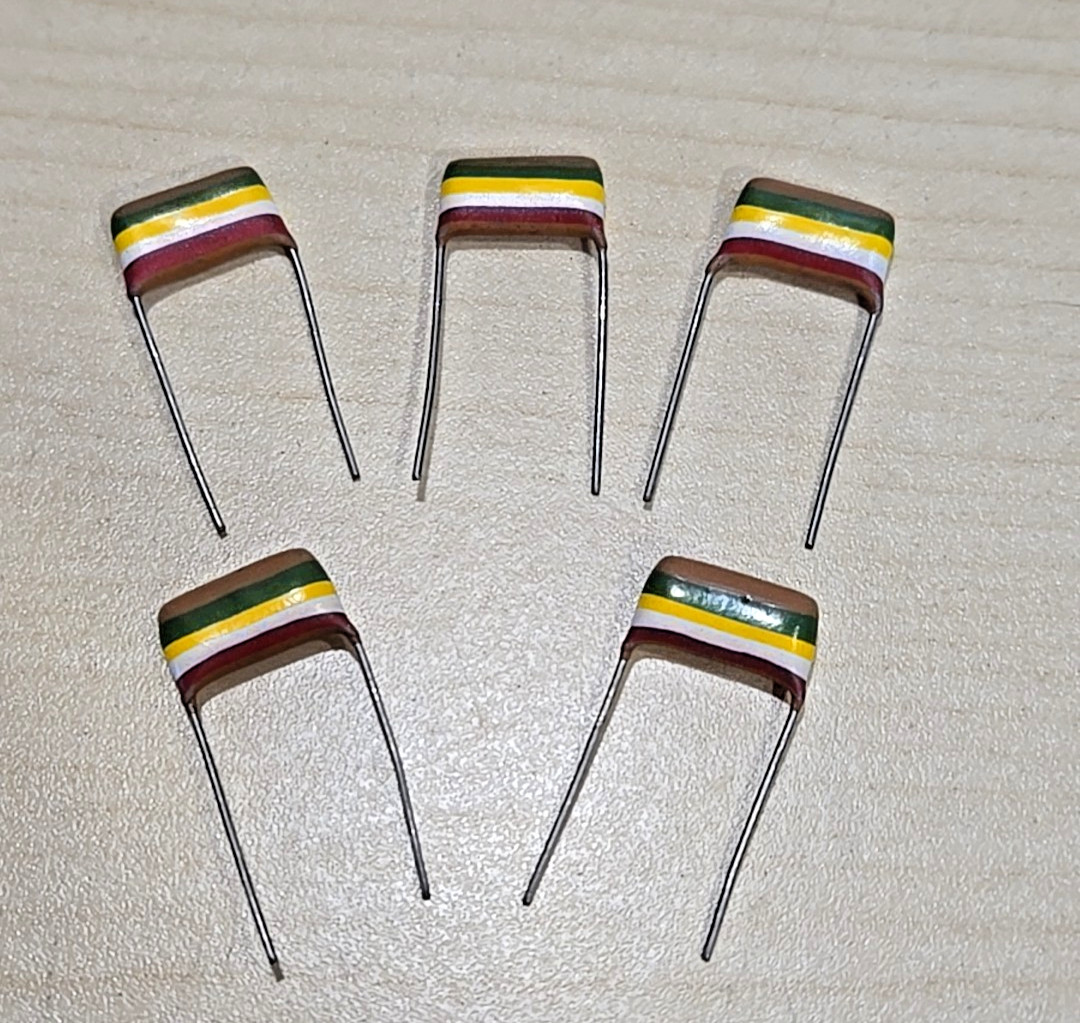 5 Mullard Tropical Fish Capacitors 10% .15uf 250v VTG NOS USA Seller