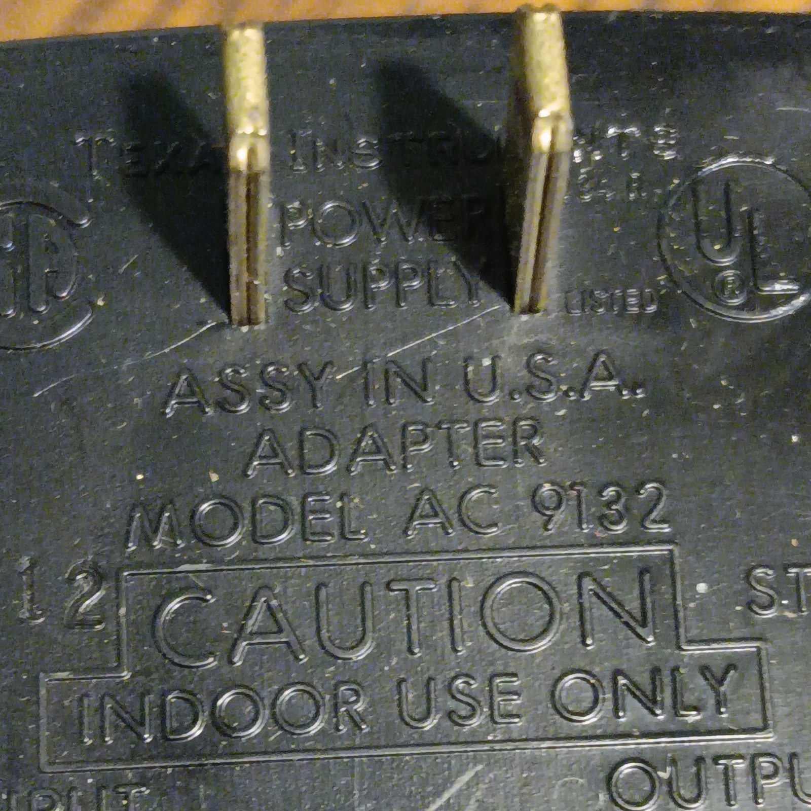 Vintage OEM Texas Instruments Power Supply Model AC 9132 Adapter Charger Plug