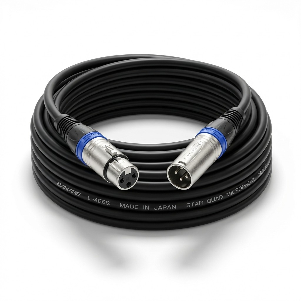 Canare L-4E6S 15 ft Star Quad XLR Mic Cable – Premium Star Quad, Braided Shield