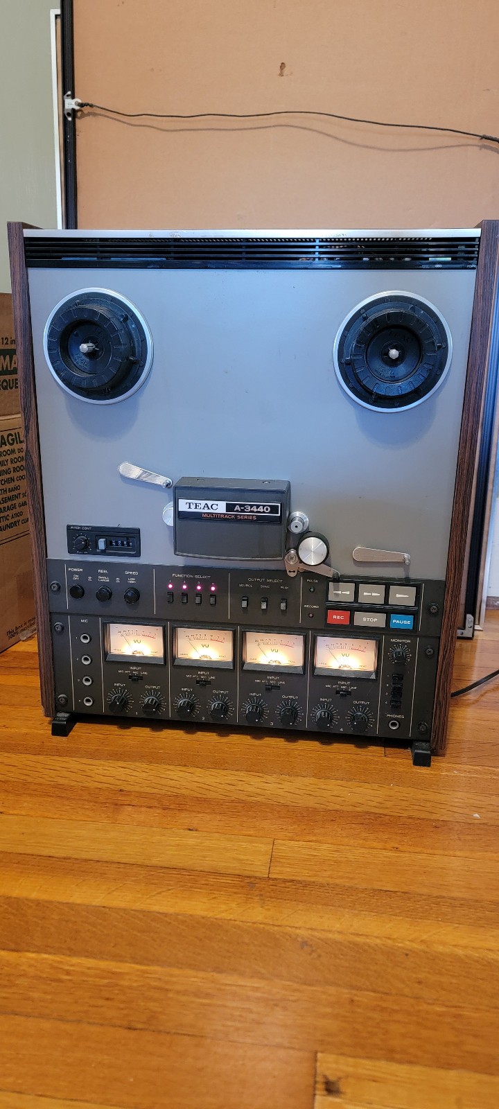 TEAC A-3440 4-Channel Reel to Reel Tape Recorder Powers On Needs Repair Parts