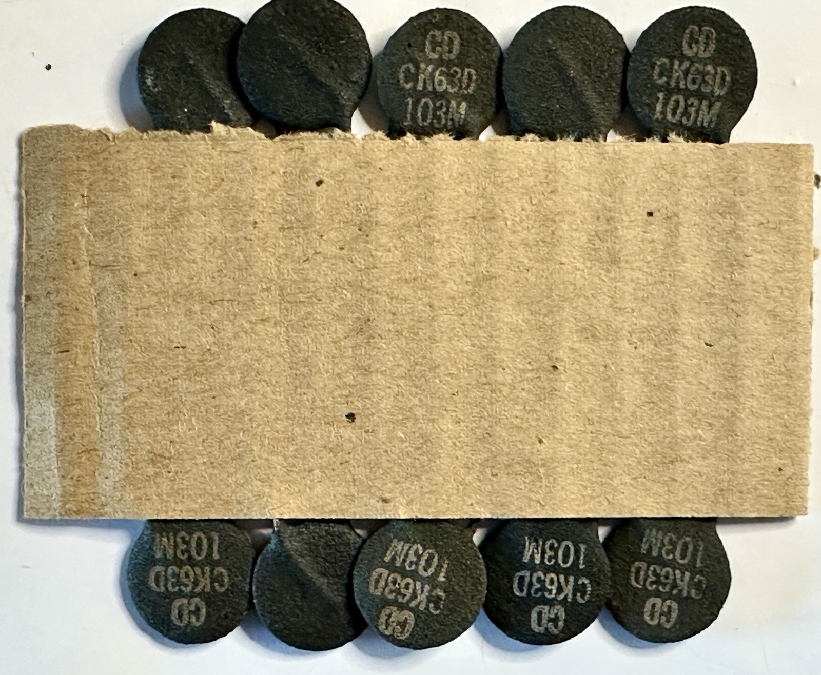 10 Cornell Dubilier CK63D103M .01uF 500V Military Ceramic Capacitors NOS