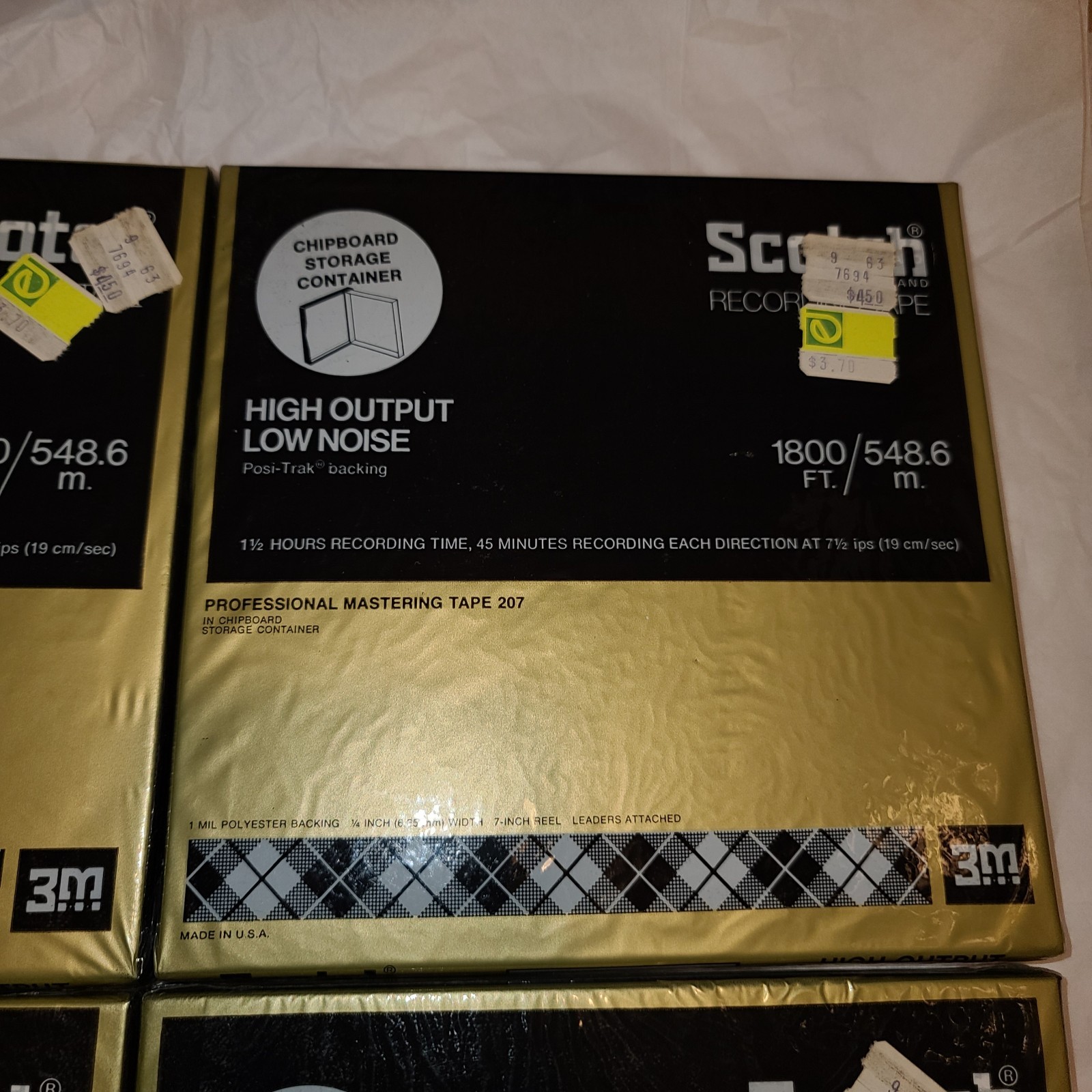Scotch 3M Recording Tape 207 Lot Of 4 New Sealed 90 Min 7″ Reels Chipboard Vtg