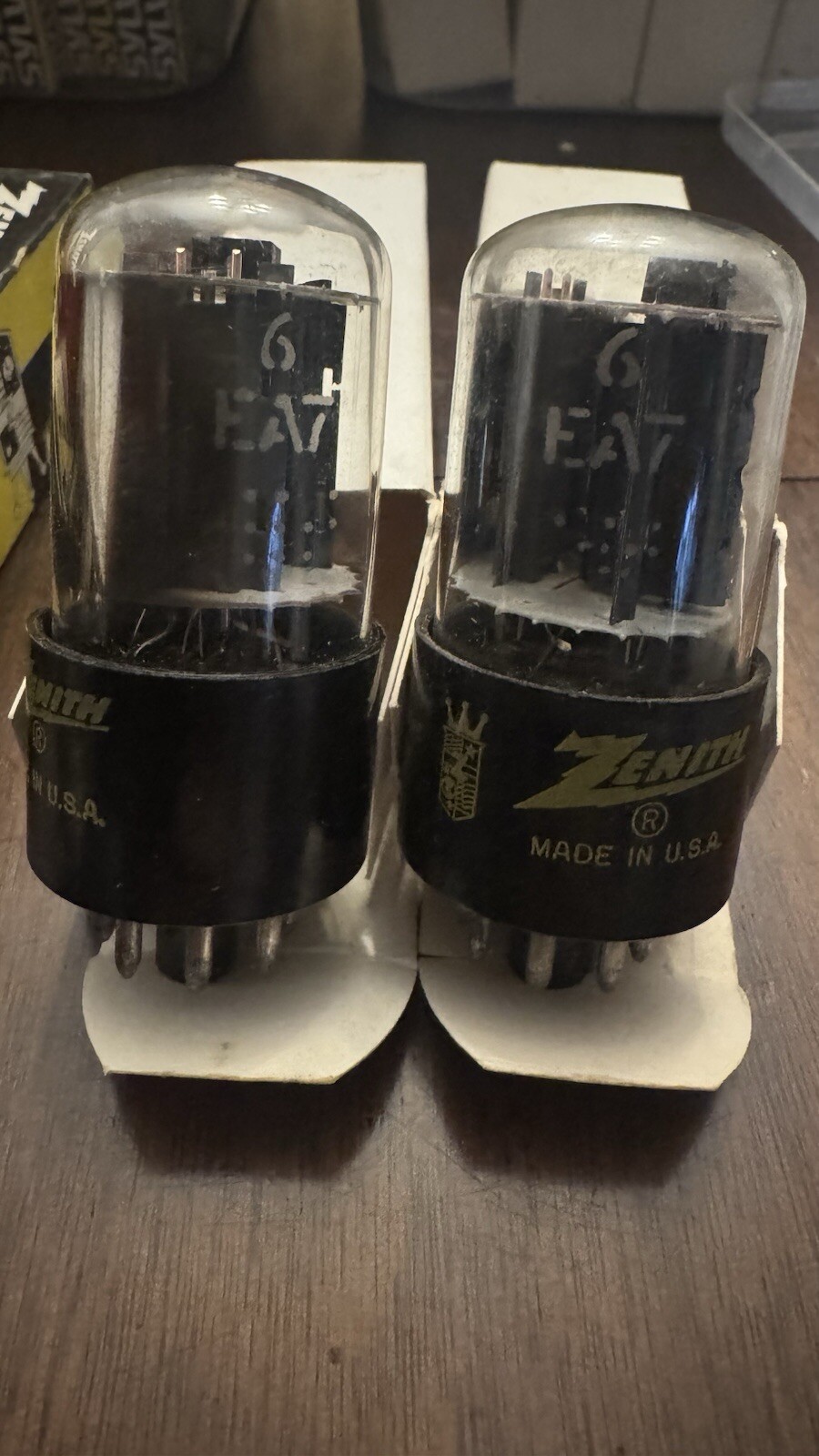 PAIR NOS GE For Zenith 6EA7 BLACk Plates Side Getter Audio TUBES