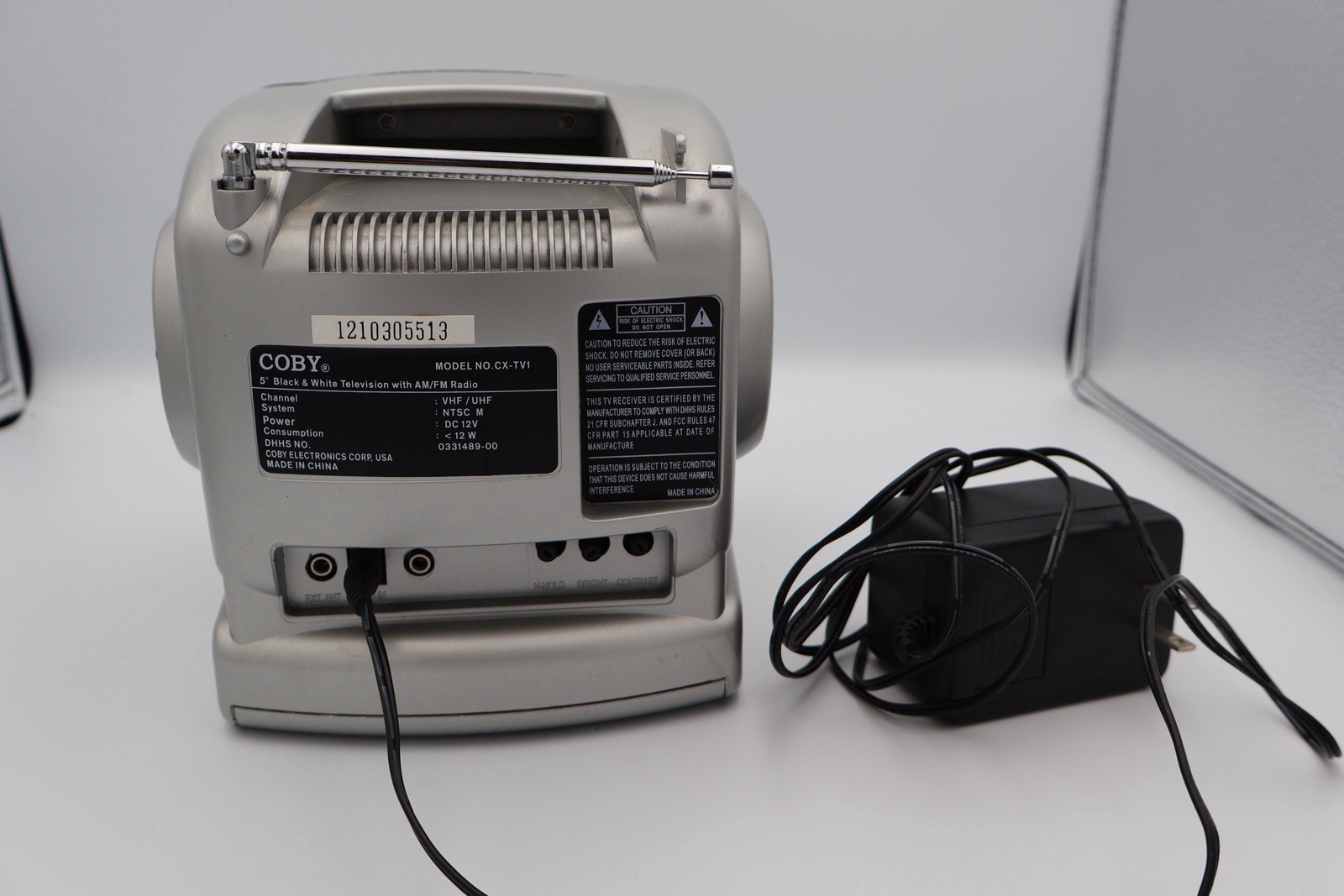 Coby CX TV1 5 Inch Portable Black White TV AM FM Radio Tested Works