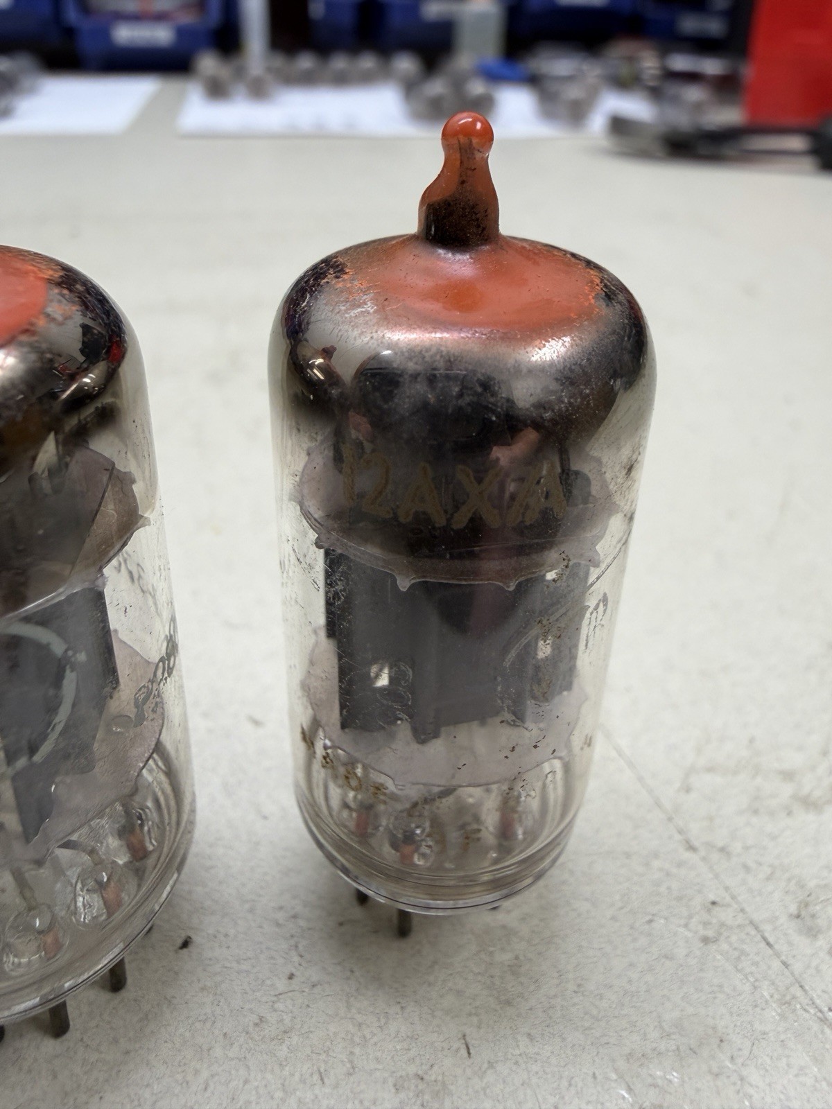 *PREMIUM* Matched Quad (RED TIP) 1963 Raytheon 12AX7A Tubes Amplitrex Tested