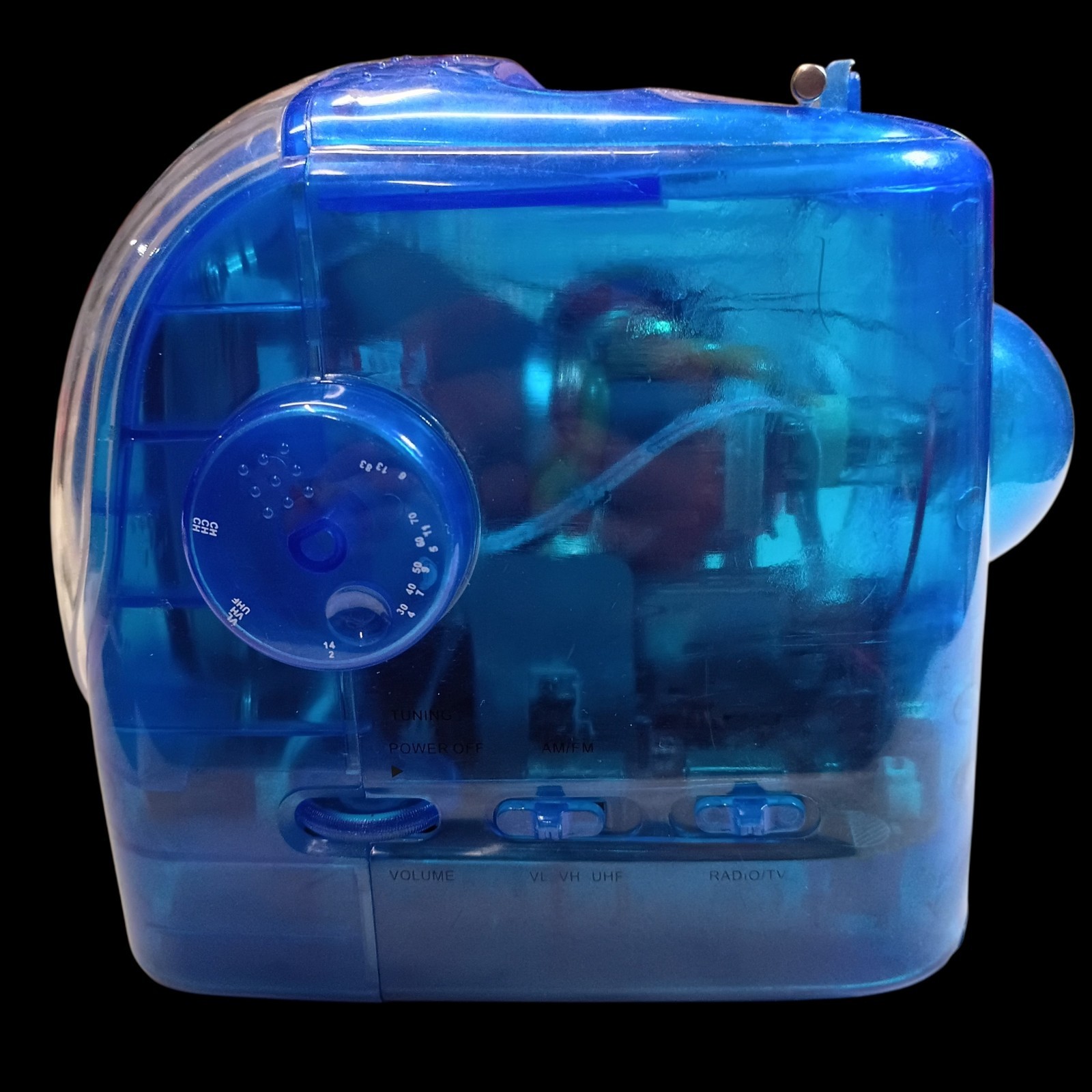 Vintage Translucent Blue Game Ready TV AM FM Radio Combo Y2K Retro CRT Tech