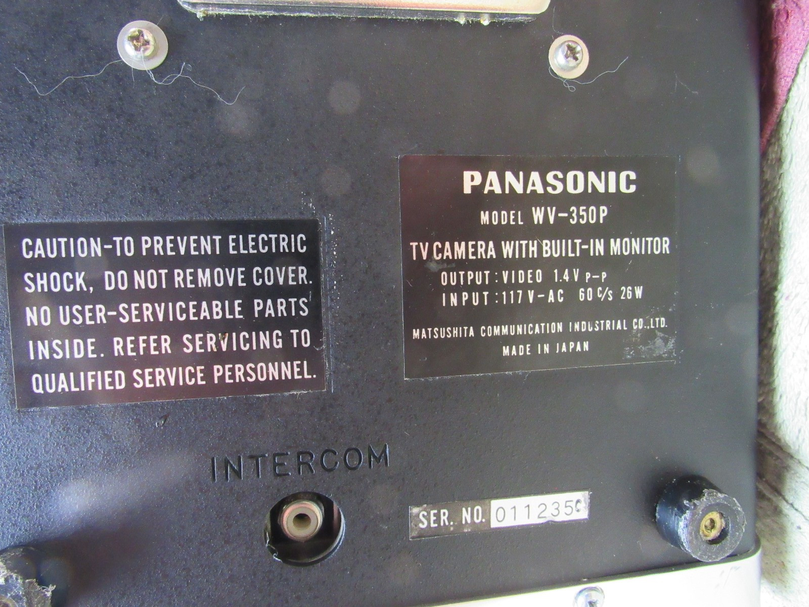 Vintage Panasonic WV-350P Vidicon TV Camera Built in Monitor Television