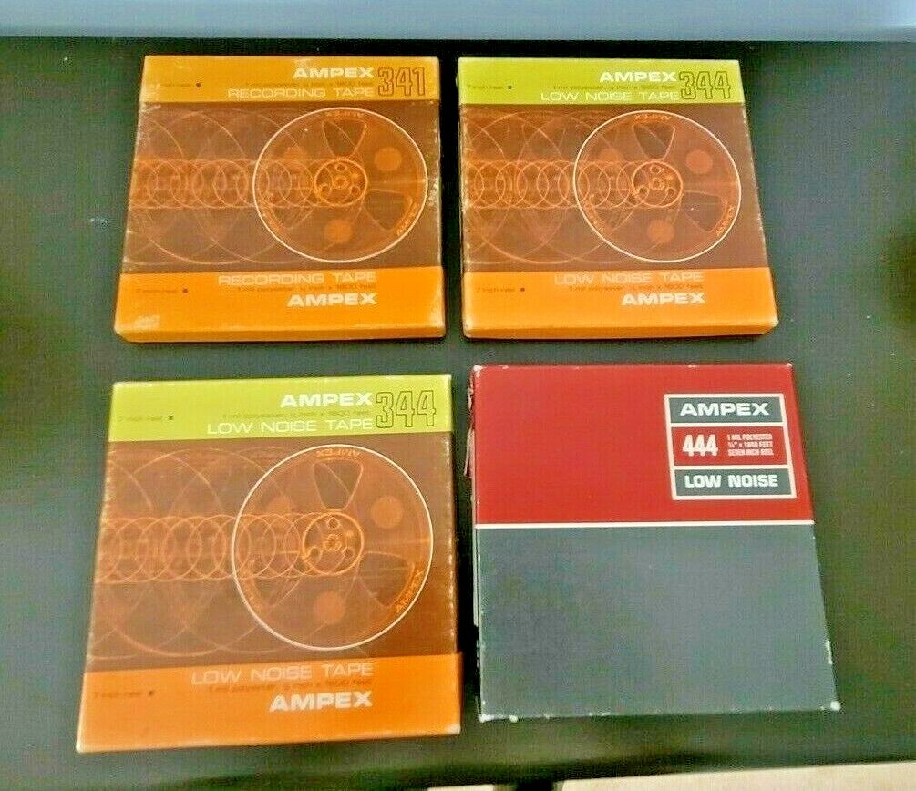 Lot of 4 Ampex Recording (1) 341, (2) 344, & (1) 444 7″ Reel To Reel Tapes