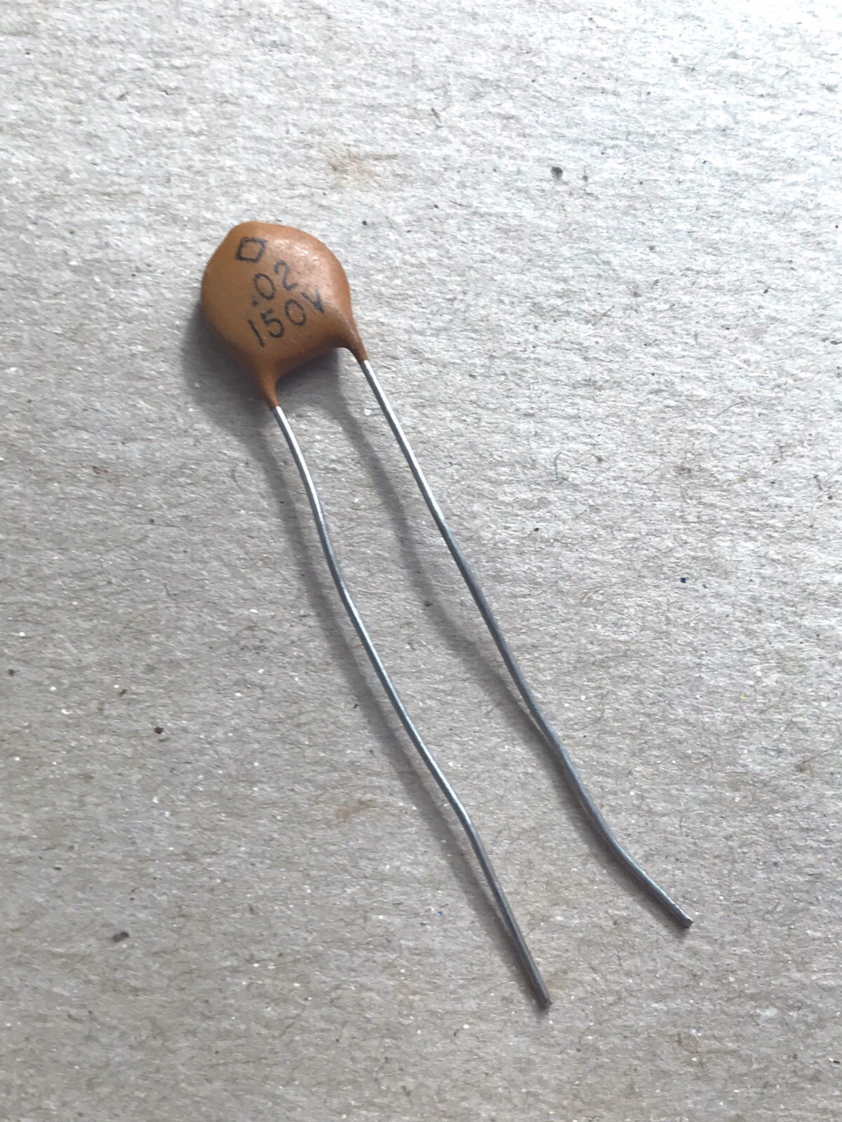 NOS CRL Centralab .02 uF 150V +60-40% ceramic disc tone capacitor early 60s USA