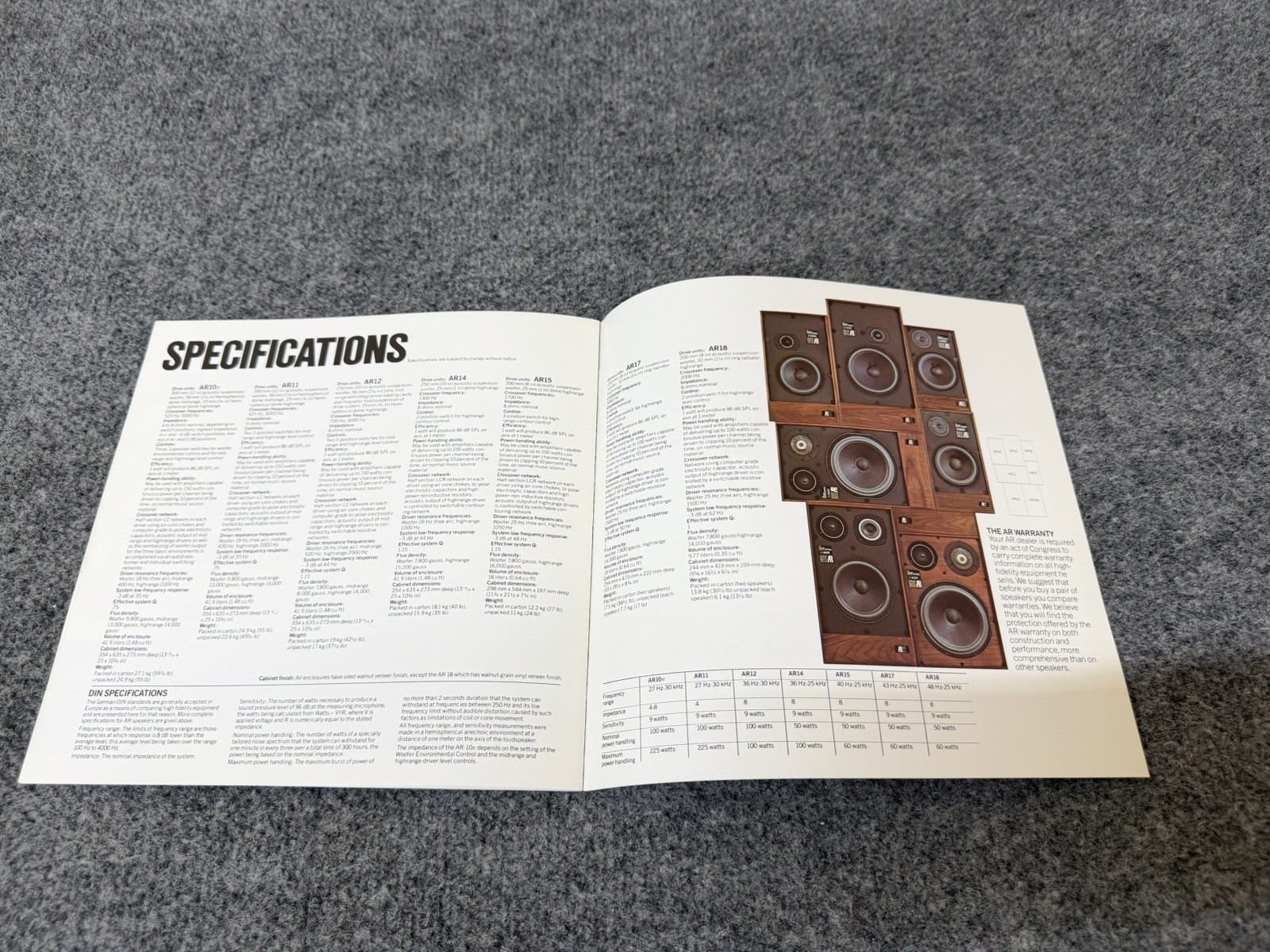 ⭐️Original 1977 Acoustic Research Speaker Dealer Brochure Lineup AR10 Thru AR18