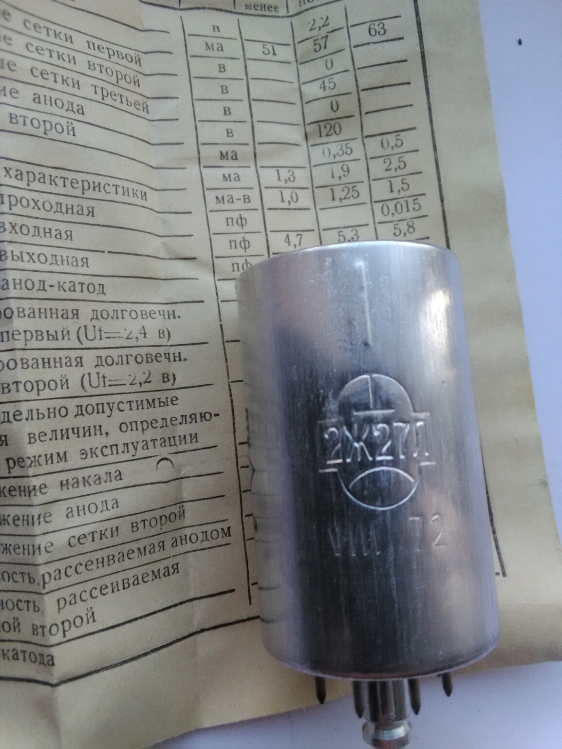 2J27L / 2Zh27L / 2Sh27L / 4P700 / RV2 HF RUSSIAN PENTODE TUBE NOS NEW