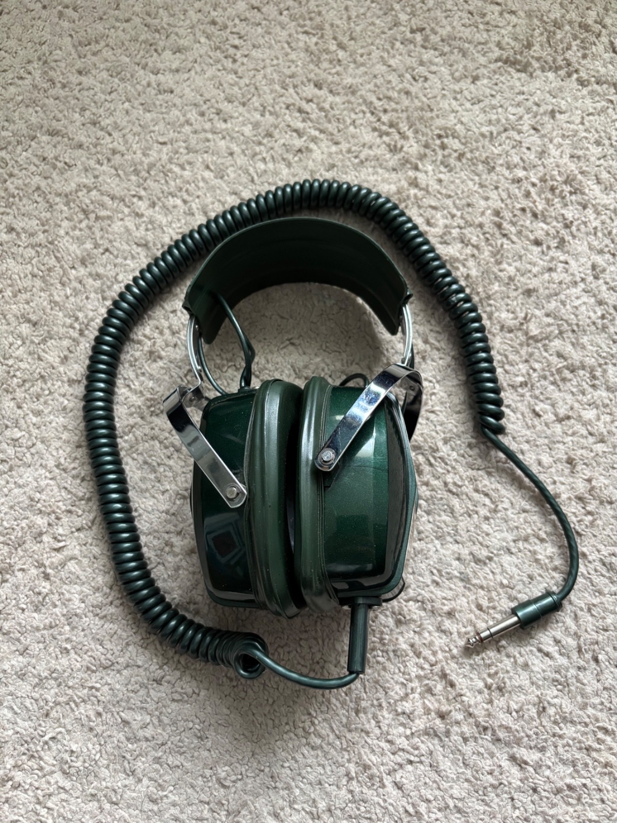 Sharpe MK II 1970s Vintage Green Over-Ear Headphones Coiled 1/4″ Plug with Box