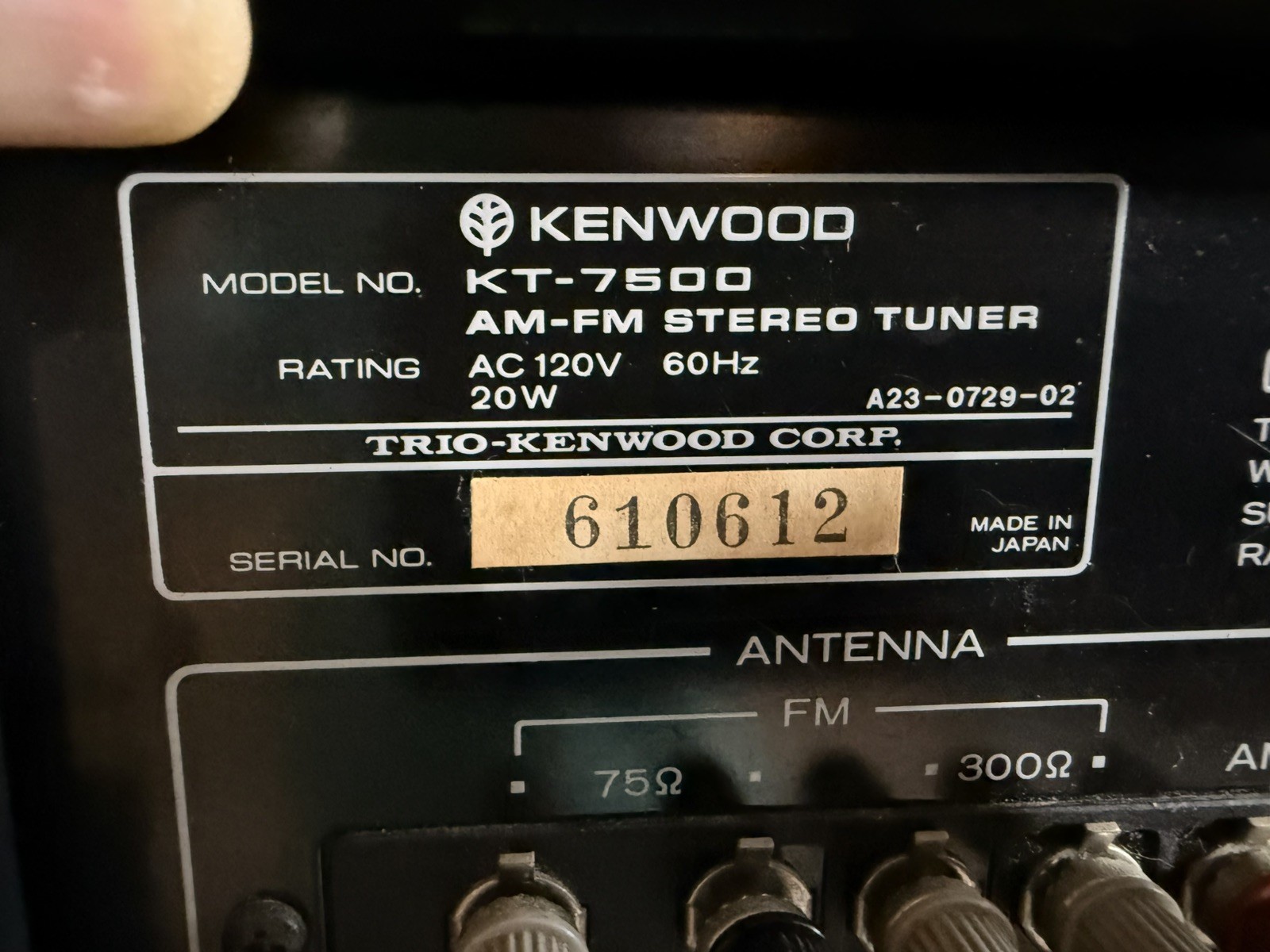 Kenwood KT-7500 AM/FM Stereo Tuner Audiophile Quality Excellent Condition