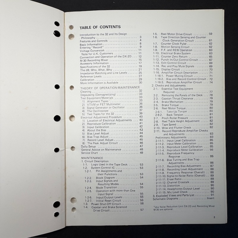 VINTAGE TASCAM 32 2-TRACK RECORDER/REPRODUCER OPERATION MAINTENANCE MANUAL