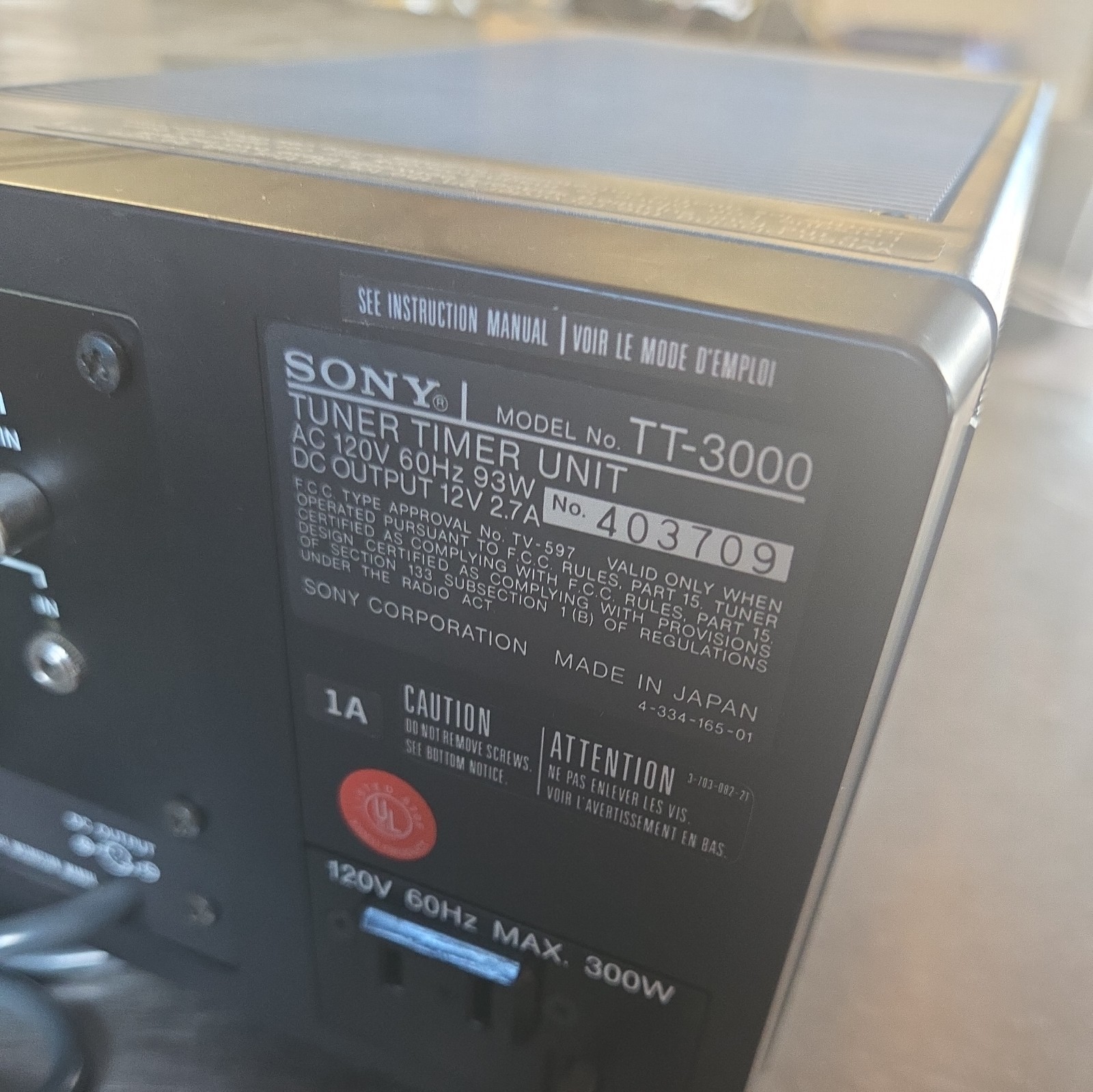 Sony TT-3000 Portable Programmable Digital Cassette Tuner Timer Unit Clock
