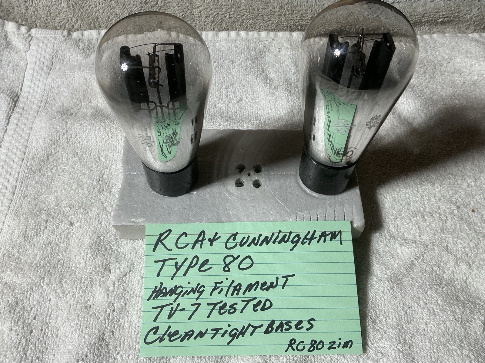 2 RCA Type 80 Globe Rectifier Tubes 80 UX-280 380 Engraved Base TV-7 TESTED