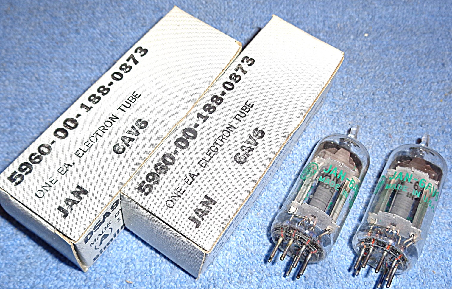 2 NOS GE JAN 6AV6 Vacuum Tubes – AVC Detector Amplifiers for Vintage AM Radios
