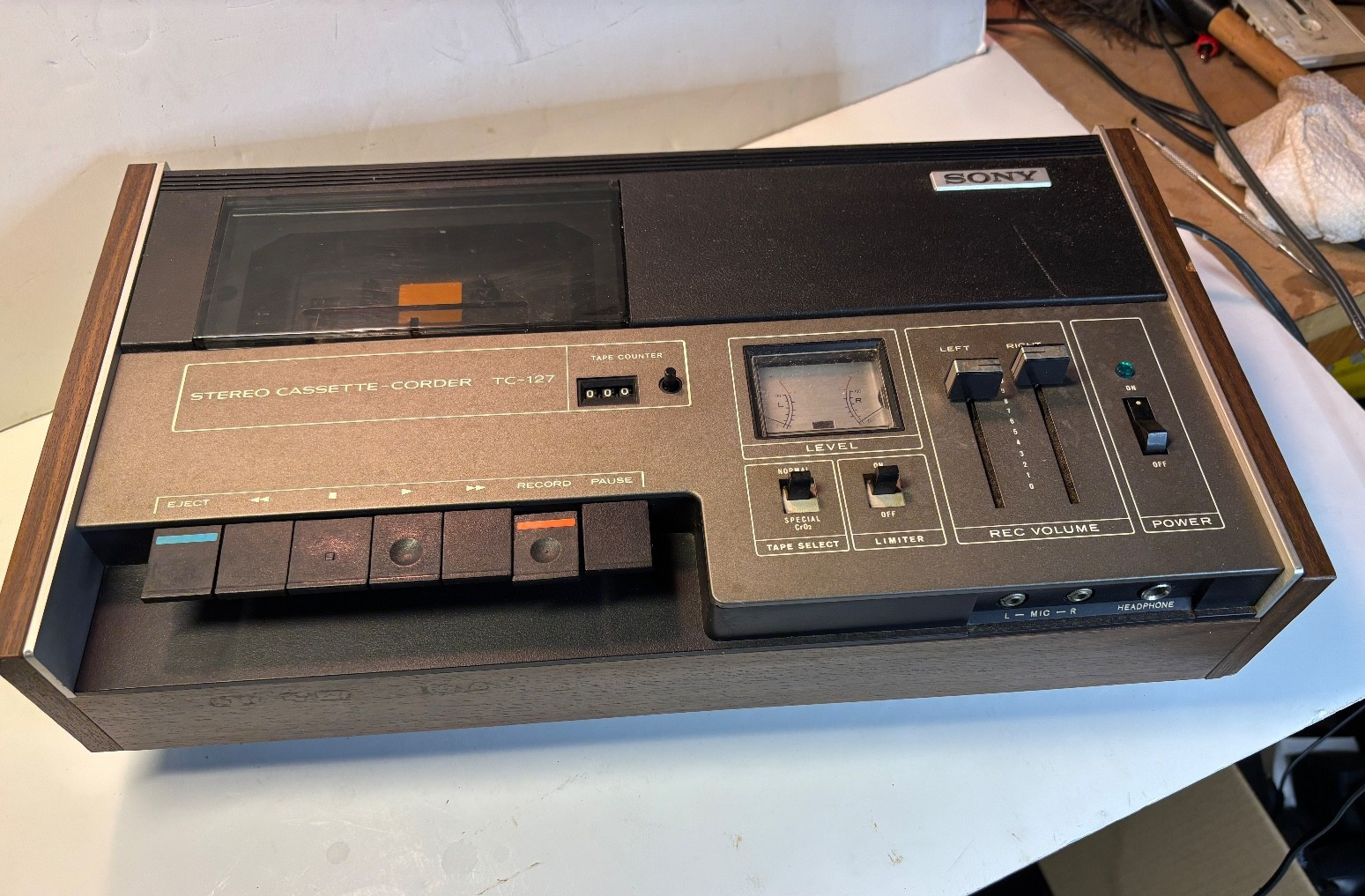 VTG 1970’s Sony TC-127 Stereo Cassette Deck Recorder Made in Japan Nice Wood