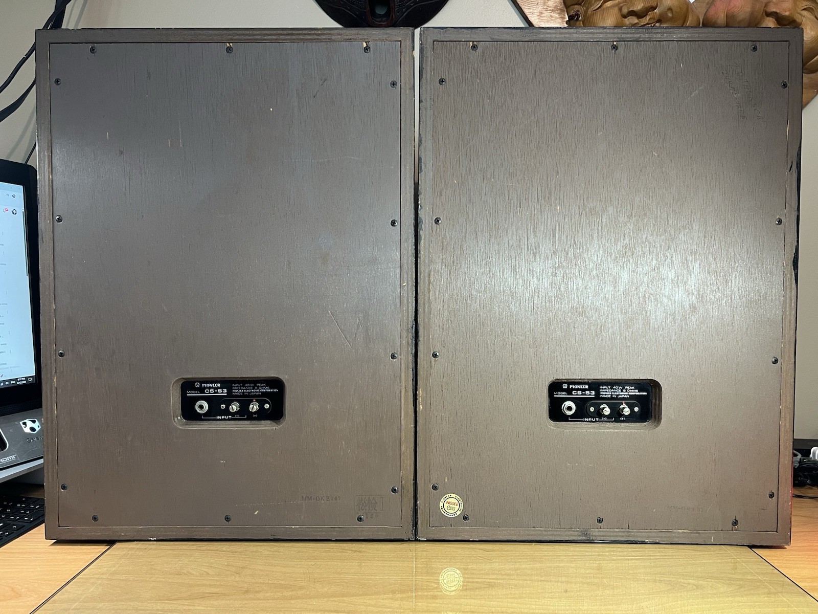 Pioneer CS-53 Vintage Speakers 8 Ohm 40W Japan 1970s Wood Cabinet Pair