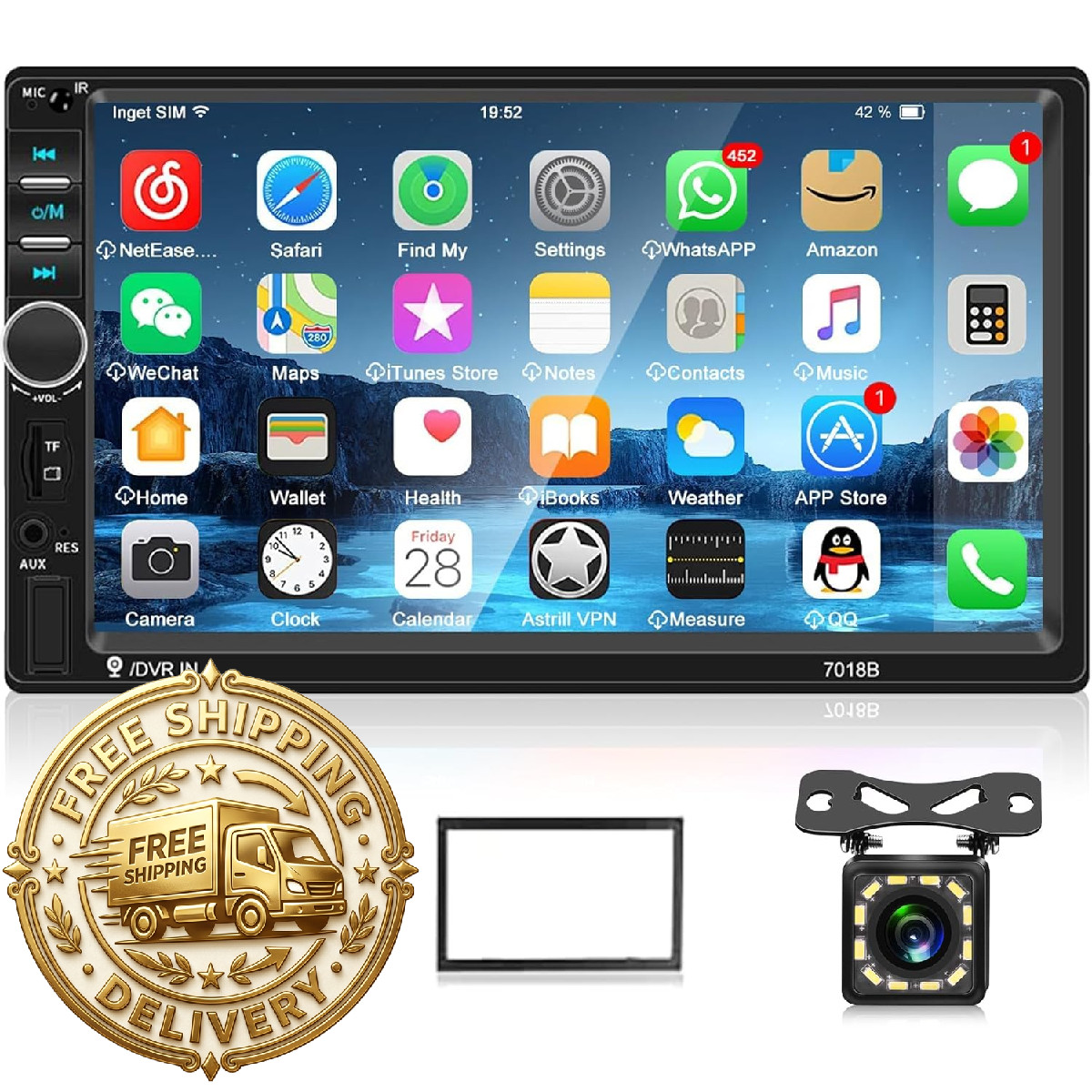 Nhopeew Double Din Car Stereo Bluetooth And Backup Camera 7 Inch Touch Screen