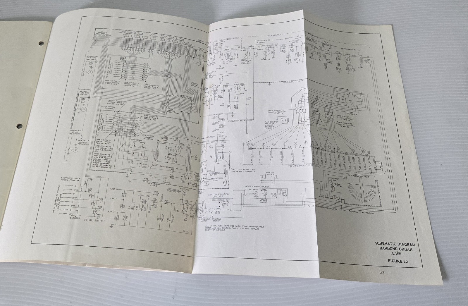 Hammond Organ A-100 Original Owners Manual Service Information Schematics