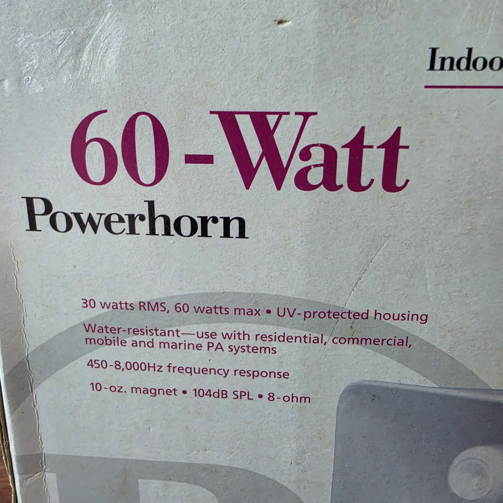 RadioShack Powerhorn 40-1439 60 Watt Max 30 Watt RMS New NOS 104dB 8-ohm