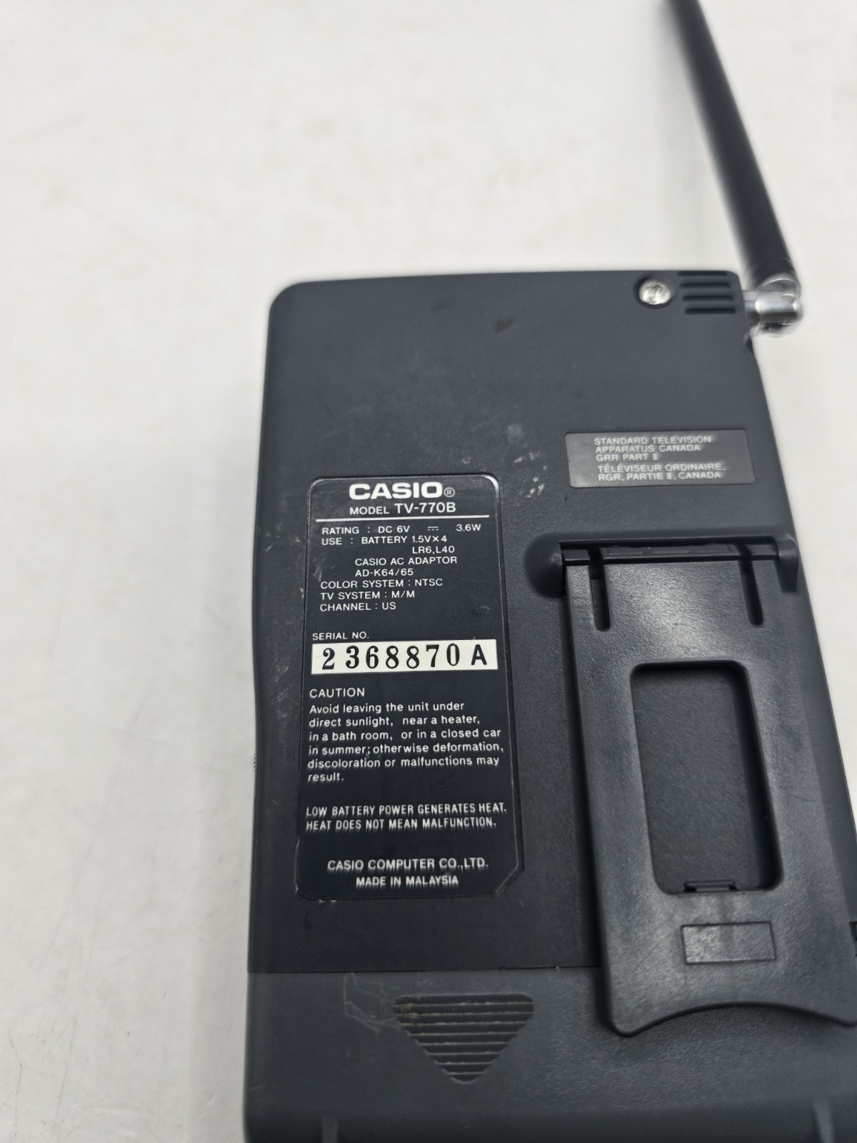 Vtg Casio TV-770 Crystal Vision Handheld Portable Analog UHF VHF TV