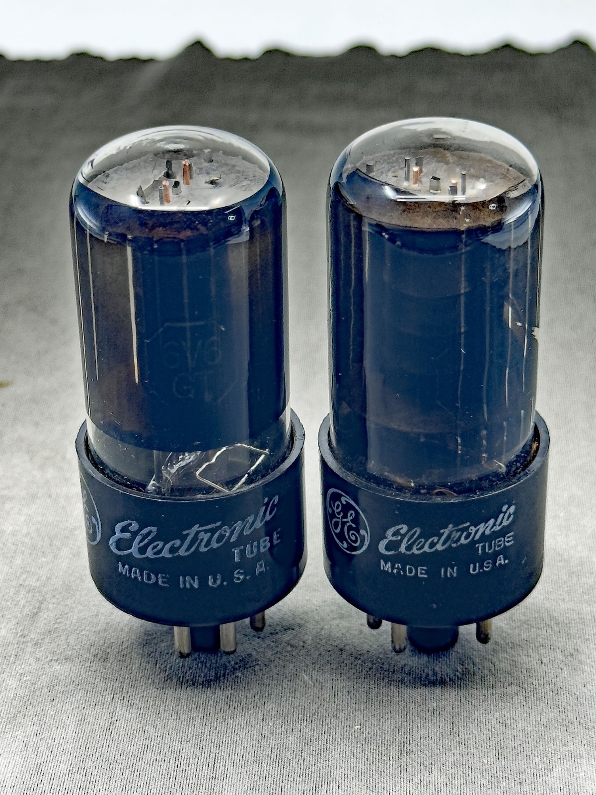 (2) GE 6V6GT Power Tubes Black Glass Black Plates D Getters Test NOS Amplitrex
