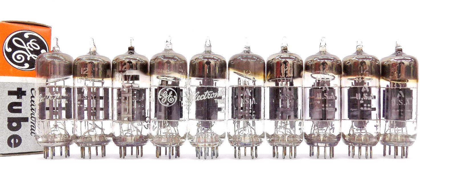 10 Nice Tested Vintage General Electric 12BY7A Black Plate Vacuum Tubes