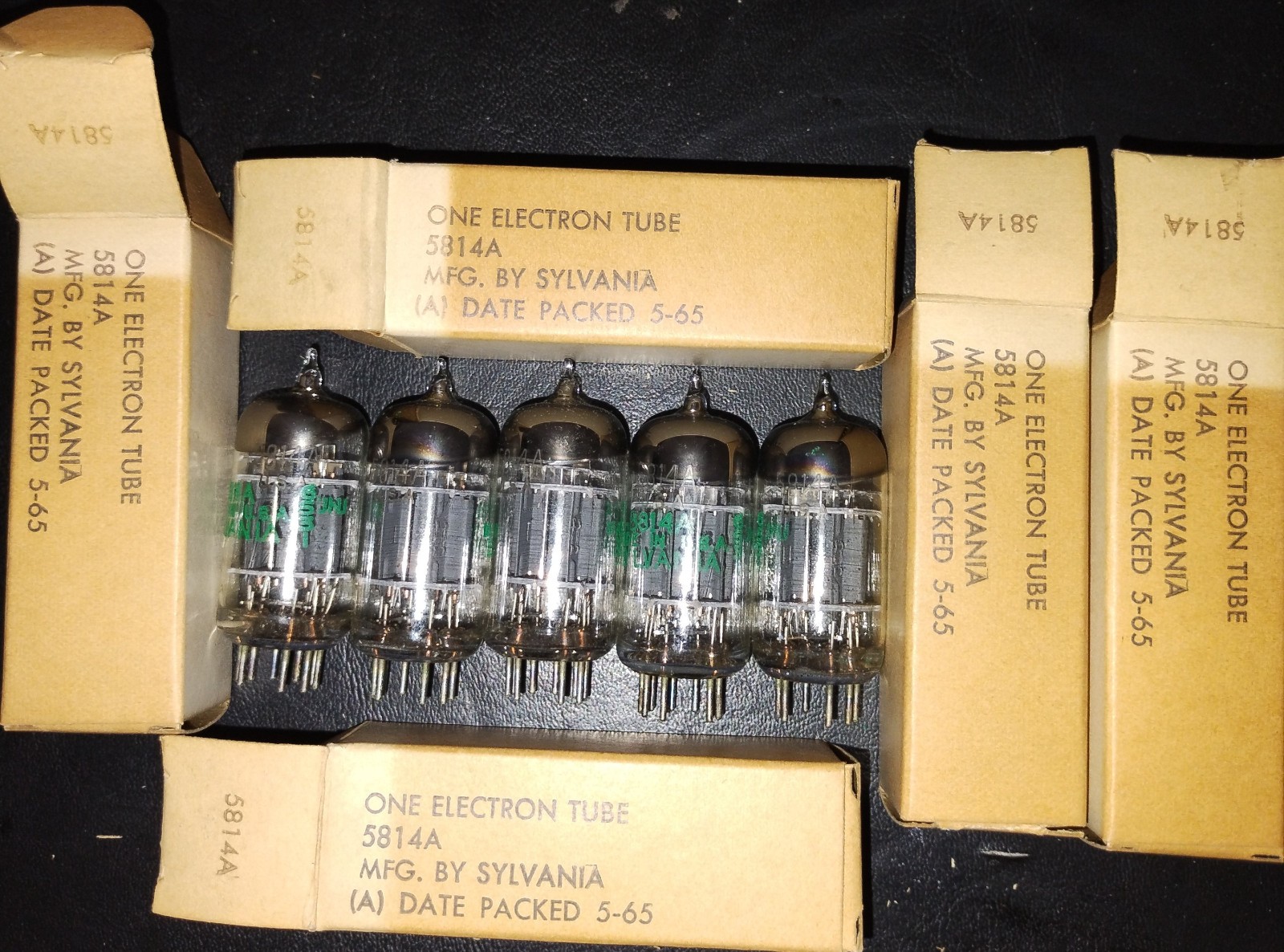 5814A/12AU7 ECC82 vacuum tubes 5pcs JAN Sylvania triple mica NOS 1965