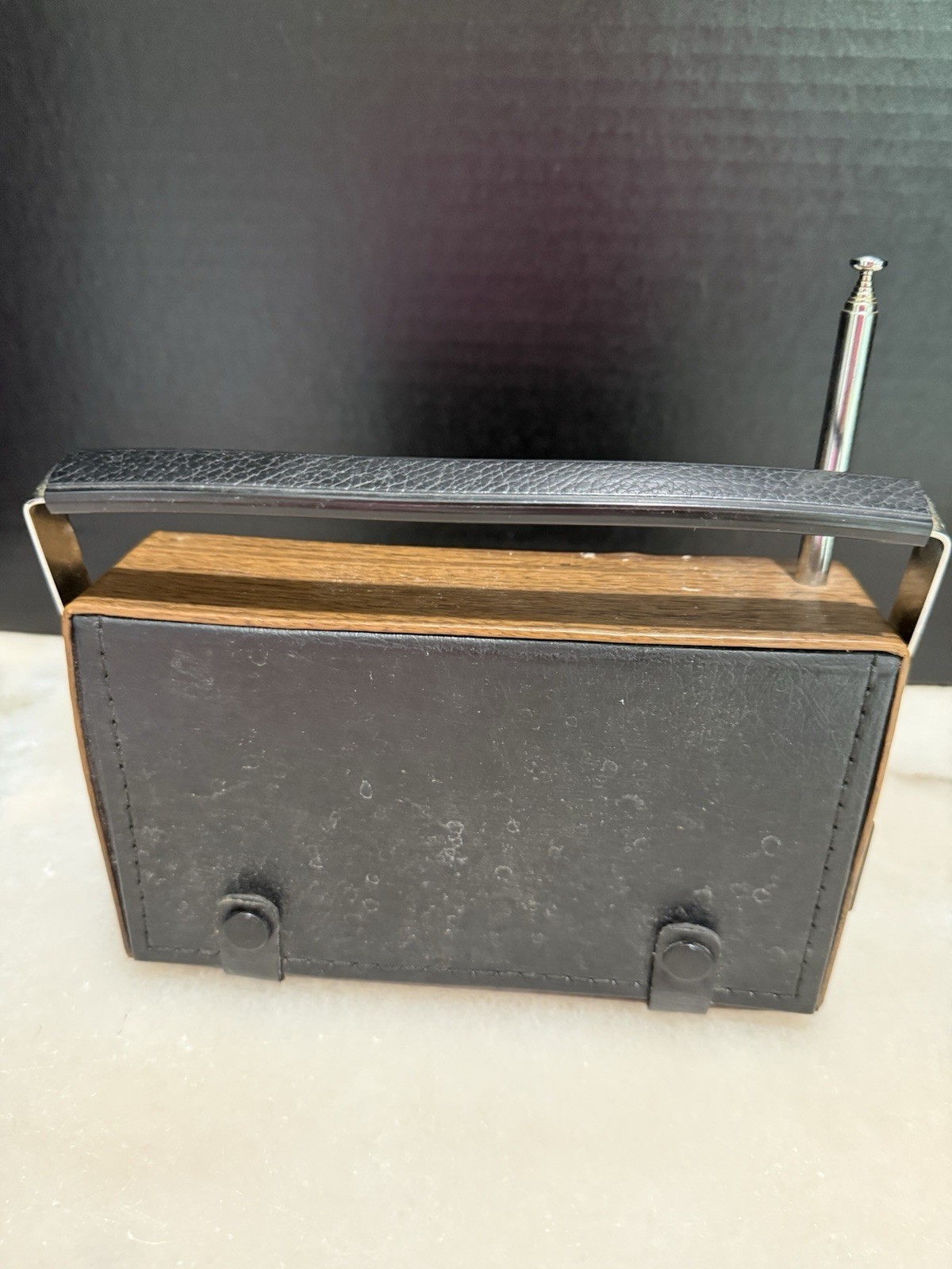 Vintage Sears Roebuck Model 132 Woodgrain Am Fm Radio Antenna Made In Hong Kong