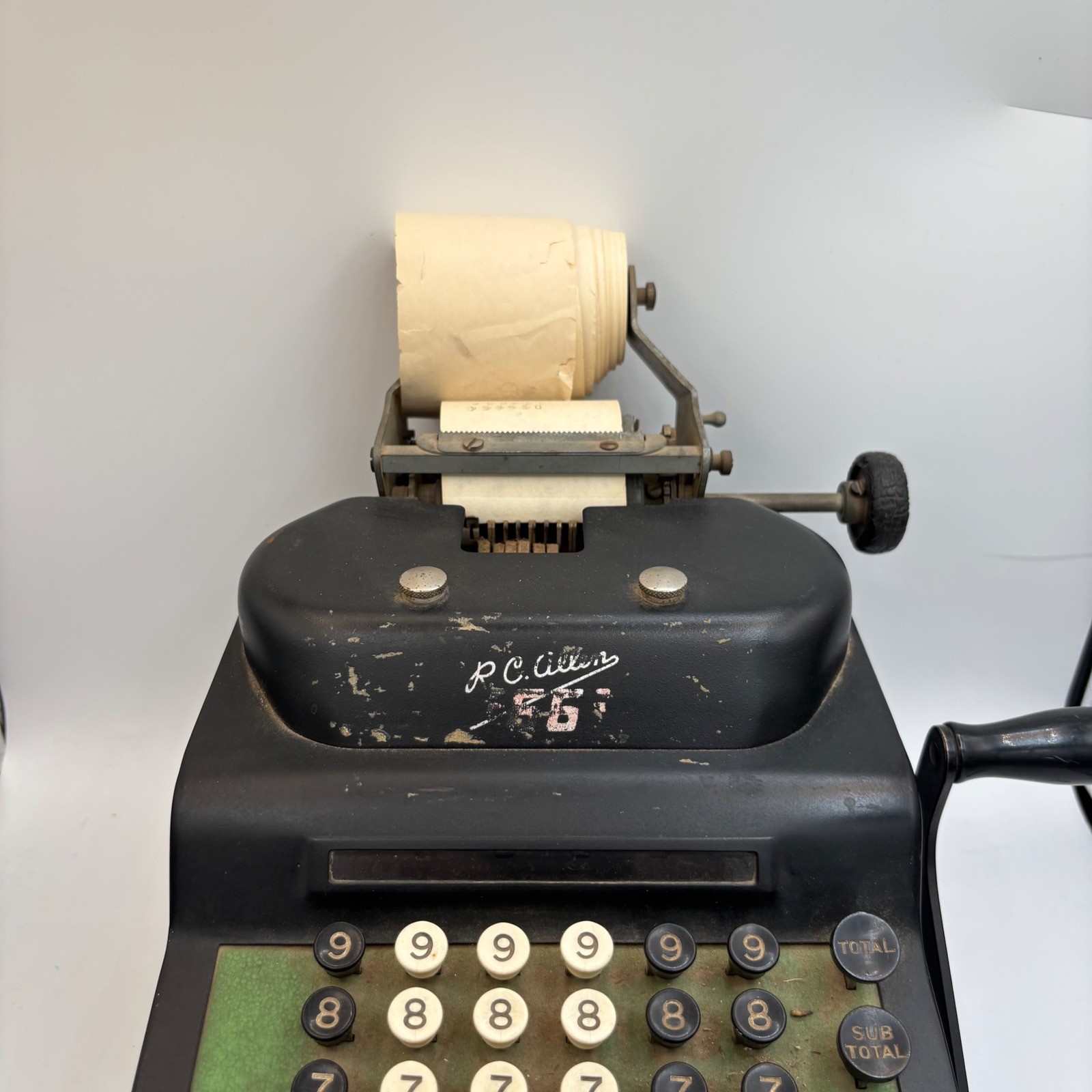 Vintage RC Allen Adding Machine Manual Crank Mechanical Calculator Untested Part