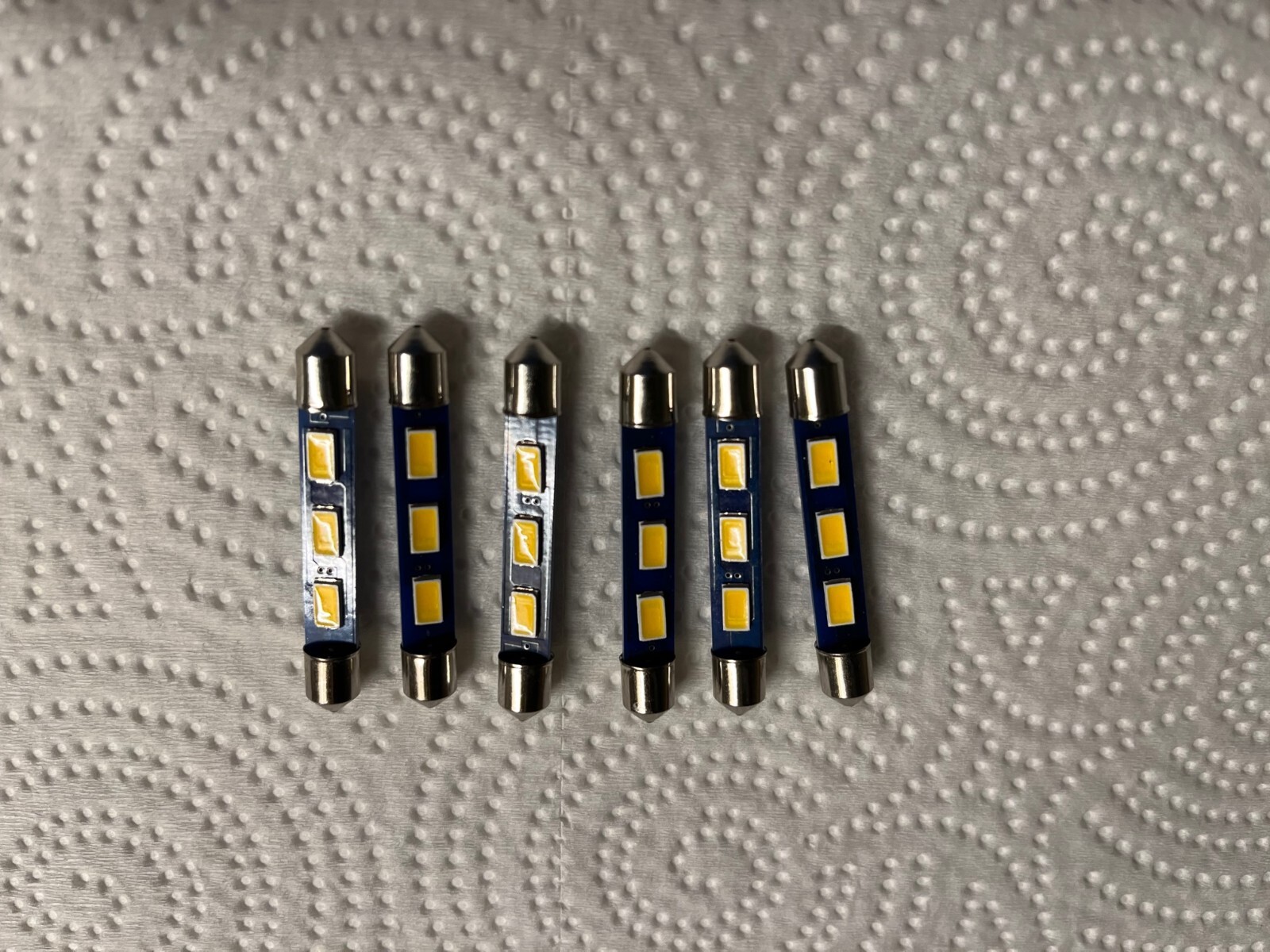 (6)WARM WHITE 43MM-6.3V-LED FESTOON LAMP/ MX110-MX112-MX113 McIntosh DIAL Bulbs