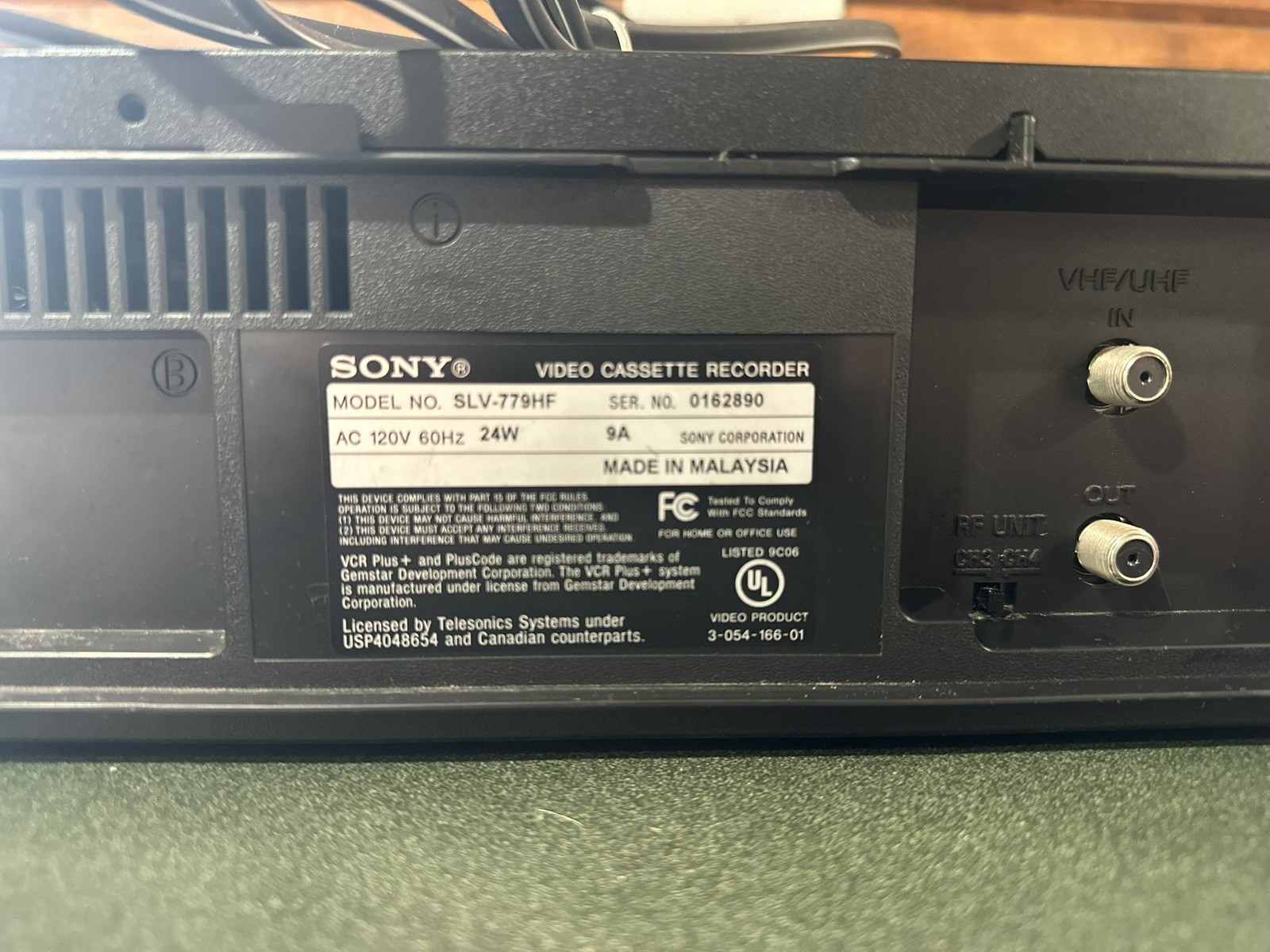 Sony SLV-779HF Hi-Fi Video Cassette Recorder VCR, No Remote, WORKING