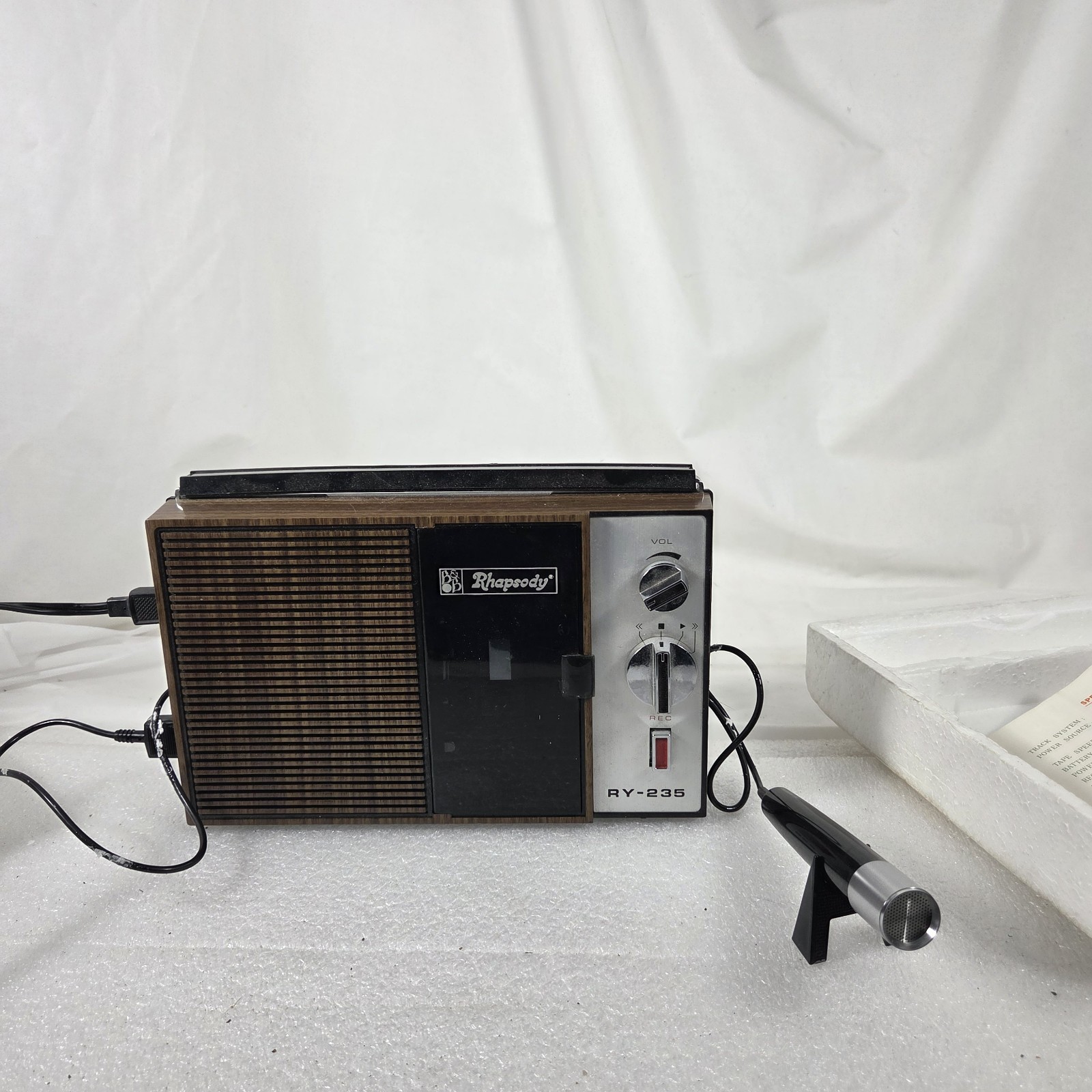 Rhapsody RY-235 Cassette Recorder Japan Mic Stand Box Manual Parts Repair