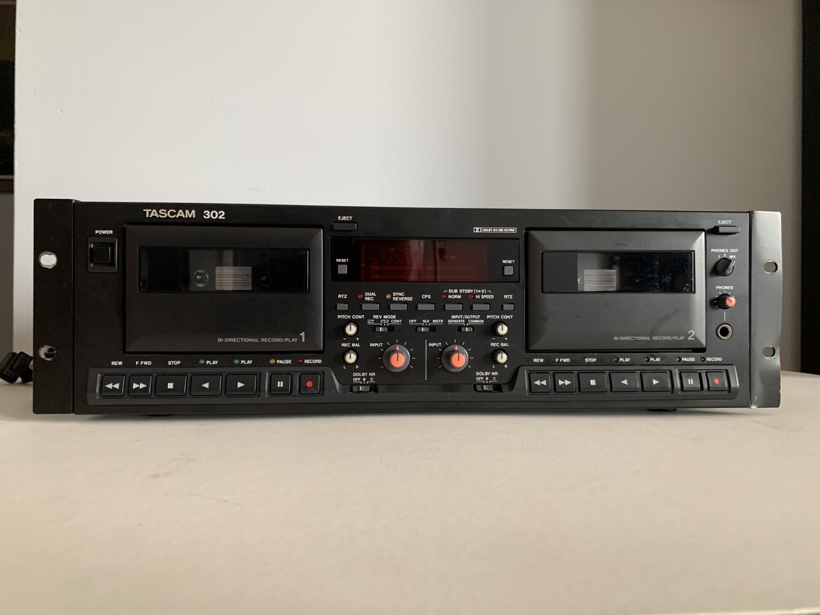 TASCAM 302 Professional Dual Cassette Deck w/ Rack Ears – Made in Japan – Tested