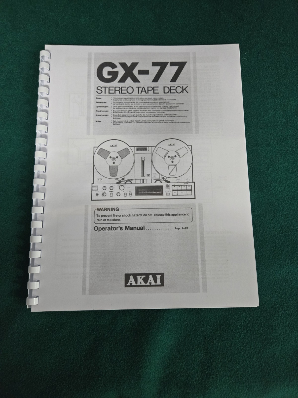 Akai GX-77 Stereo Reel to Reel Tape Recorder, will need repairs