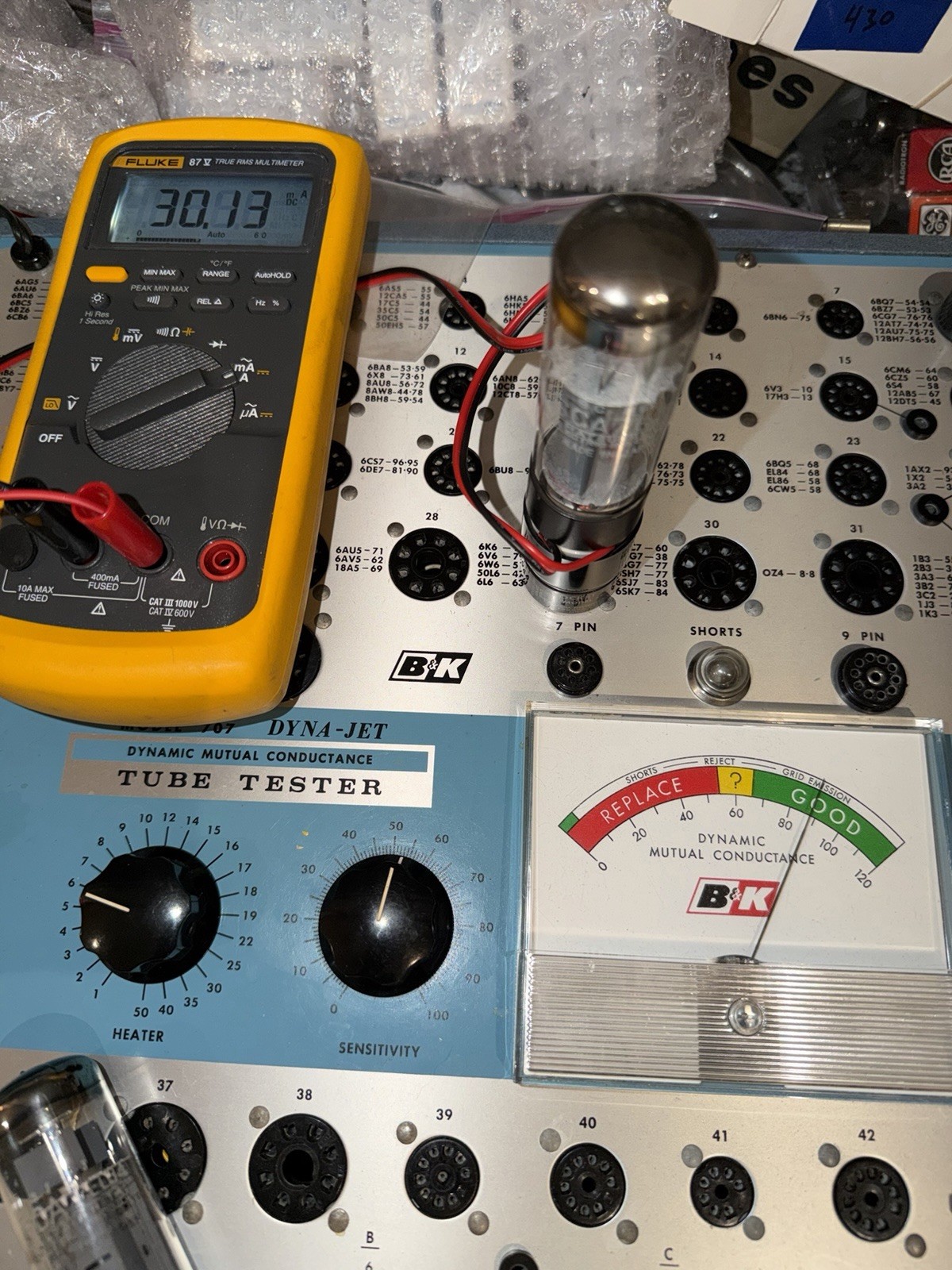 PAIR Matsushita EL34 6CA7 Tubes Tested For GM, Plate Current & Emissions