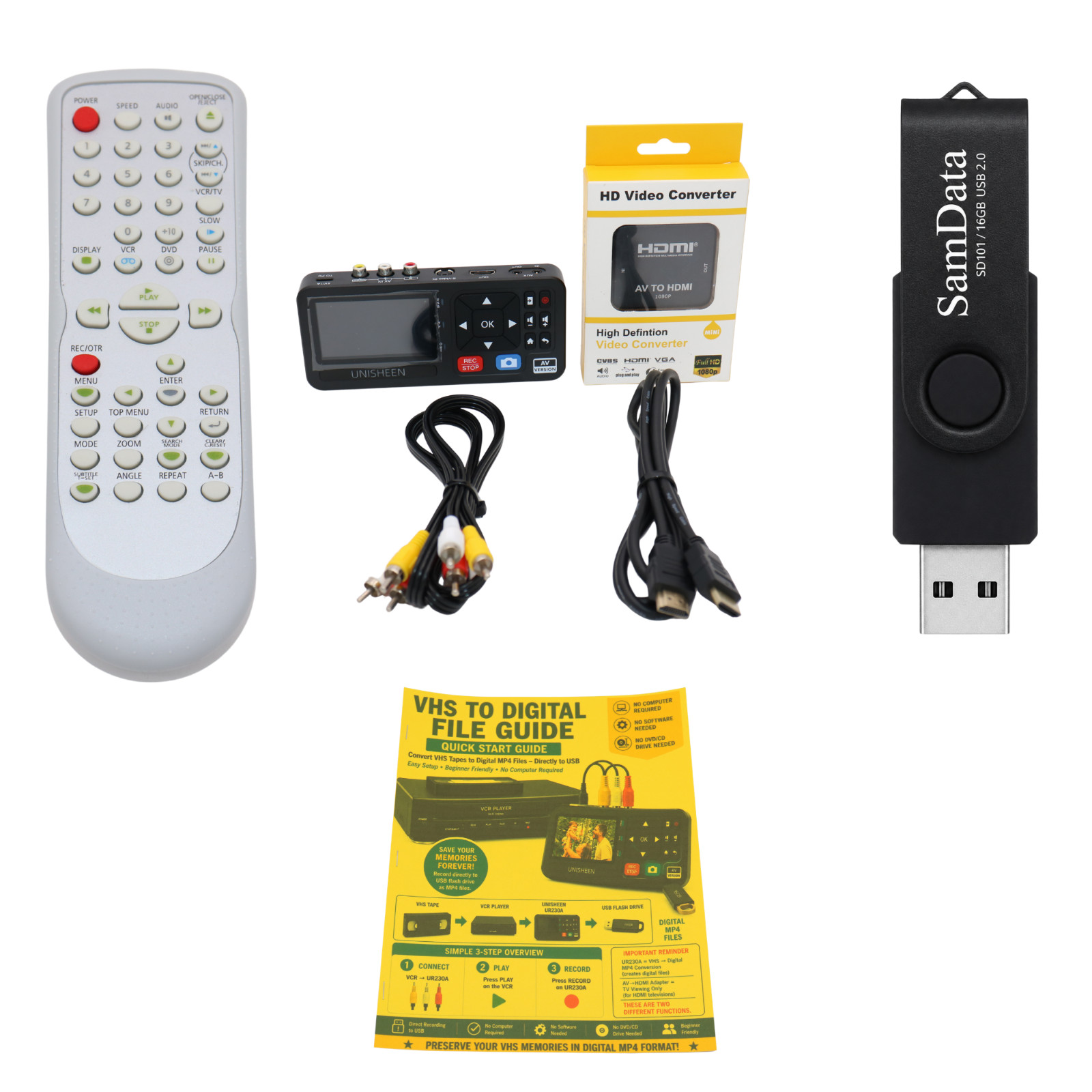 Sylvania DVD VCR Combo VHS to Digital Converter Bundle USB MP4 DVD Transfer
