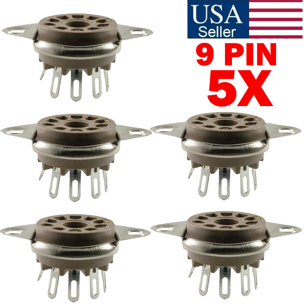 (5PCS)- 9 Pin For Belton Socket, Bottom Mount Micalex .75″ Chassis Hole US
