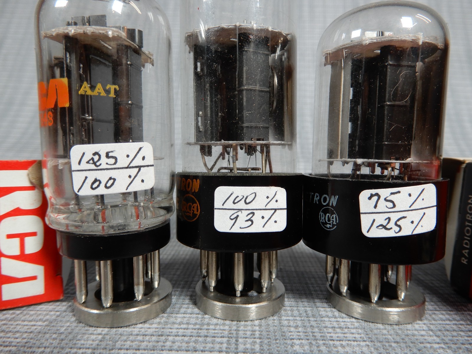 RCA 6EM7 6EA7 Vacuum Tubes (3) Amplitrex Tested 125/100% 100/93% and 75/125% Gm