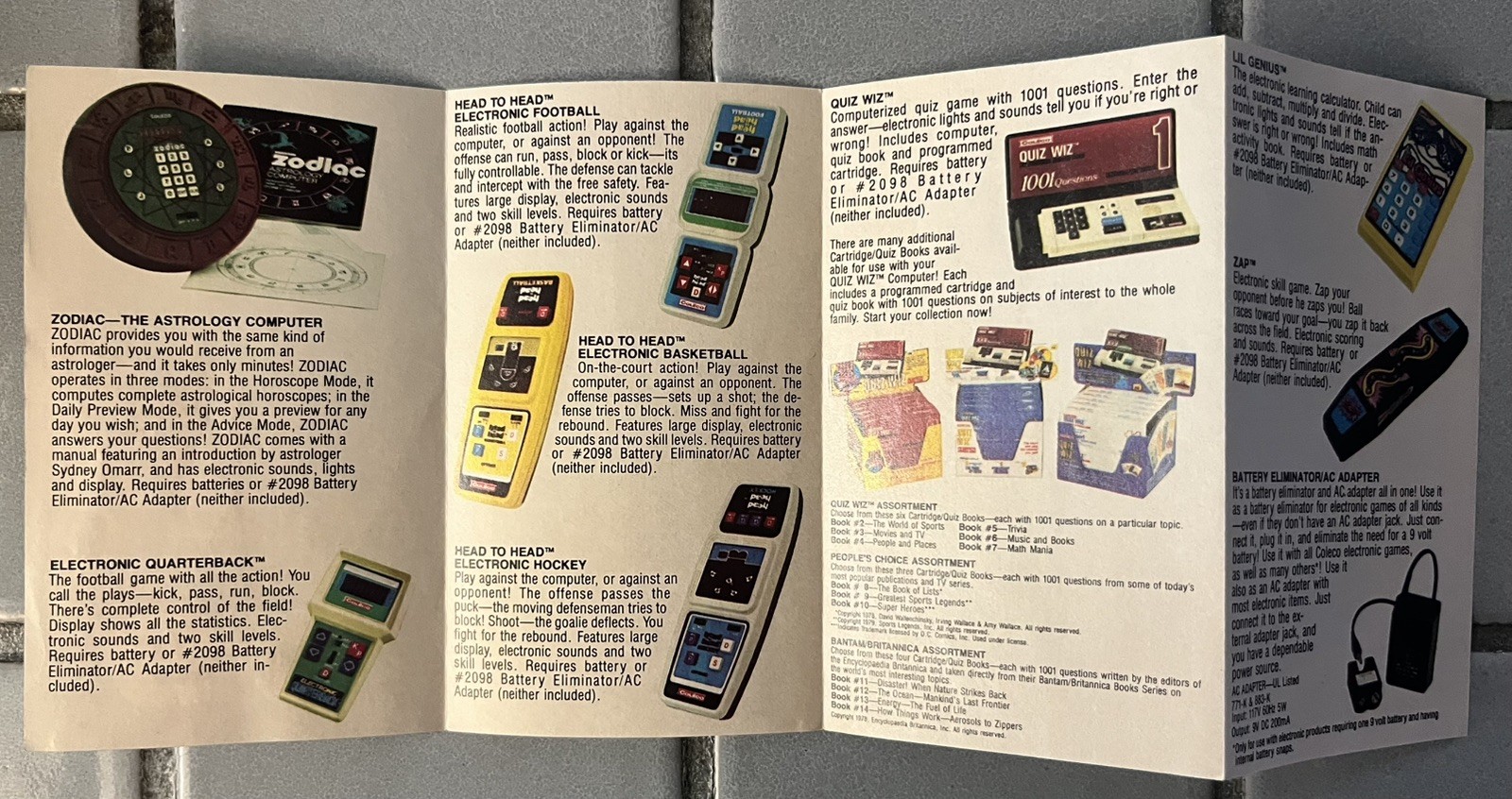 Vintage 1979 Coleco Electronics Video Game Catalog Head To Head Quiz Wiz Zodiac