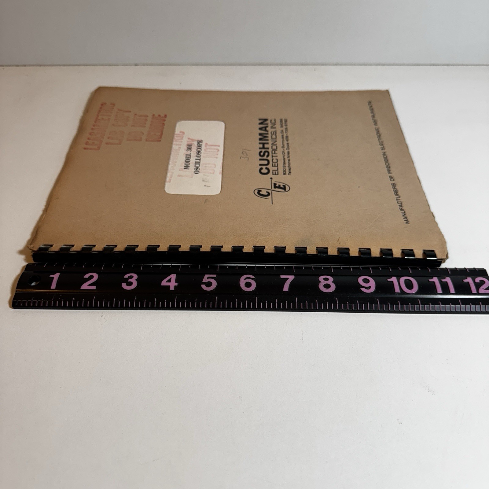 Cushman Electronics Model 301 Oscilloscope Instruction Service Manual May 1973