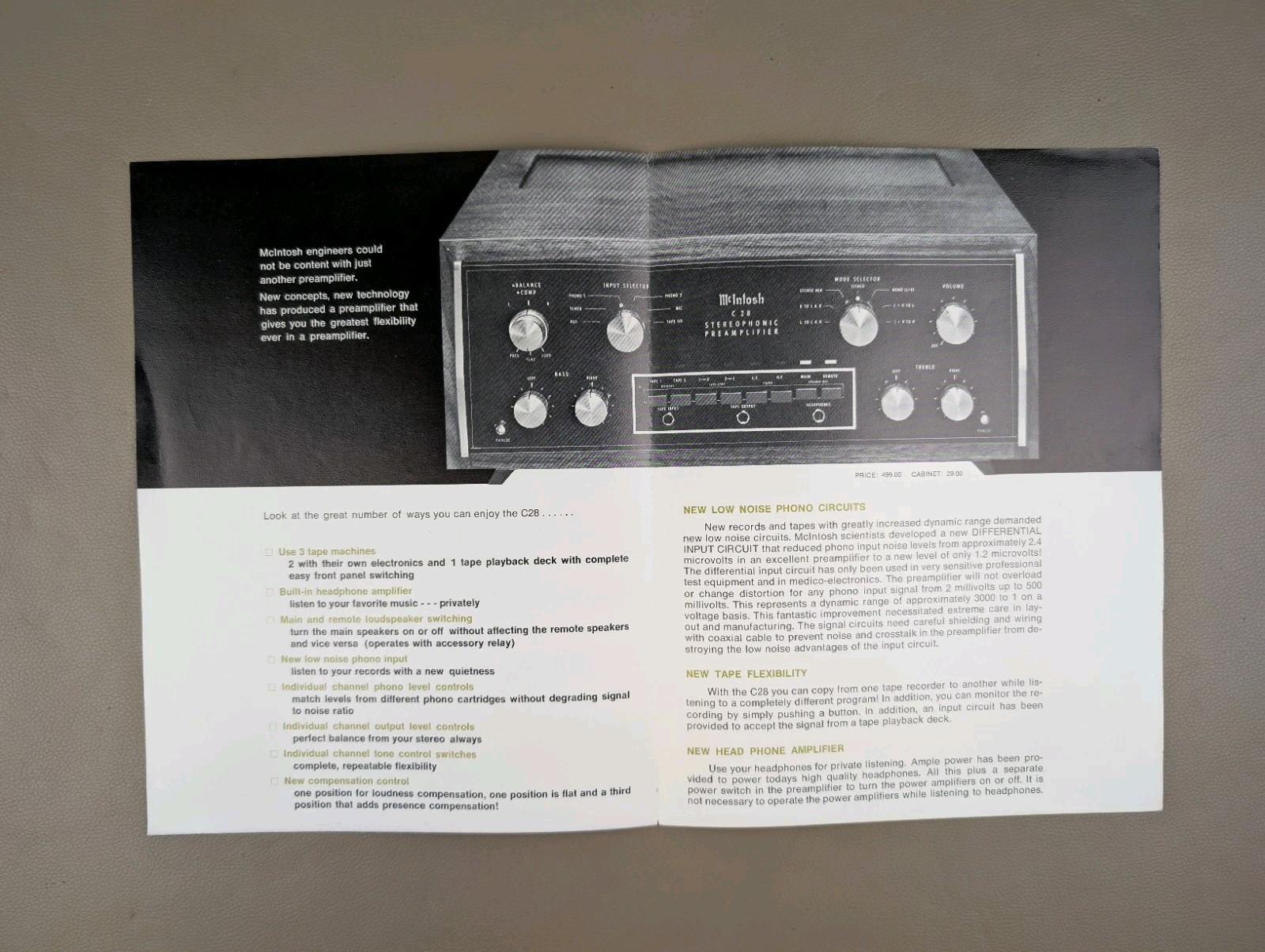 McIntosh C28 Stereo Preamplifier Brochure D-1201